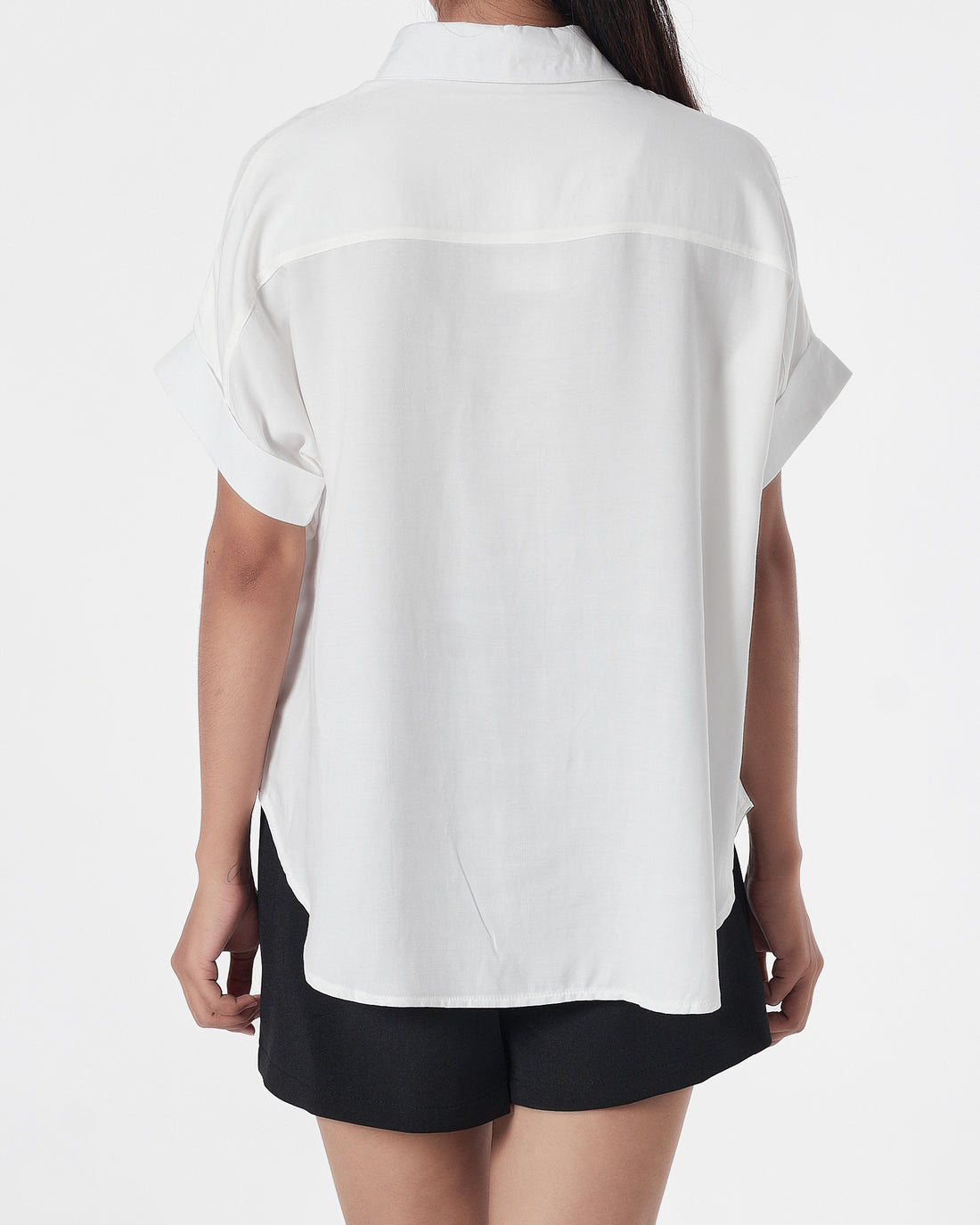 Plain Color Lady White Shirts Short Sleeve 13.90