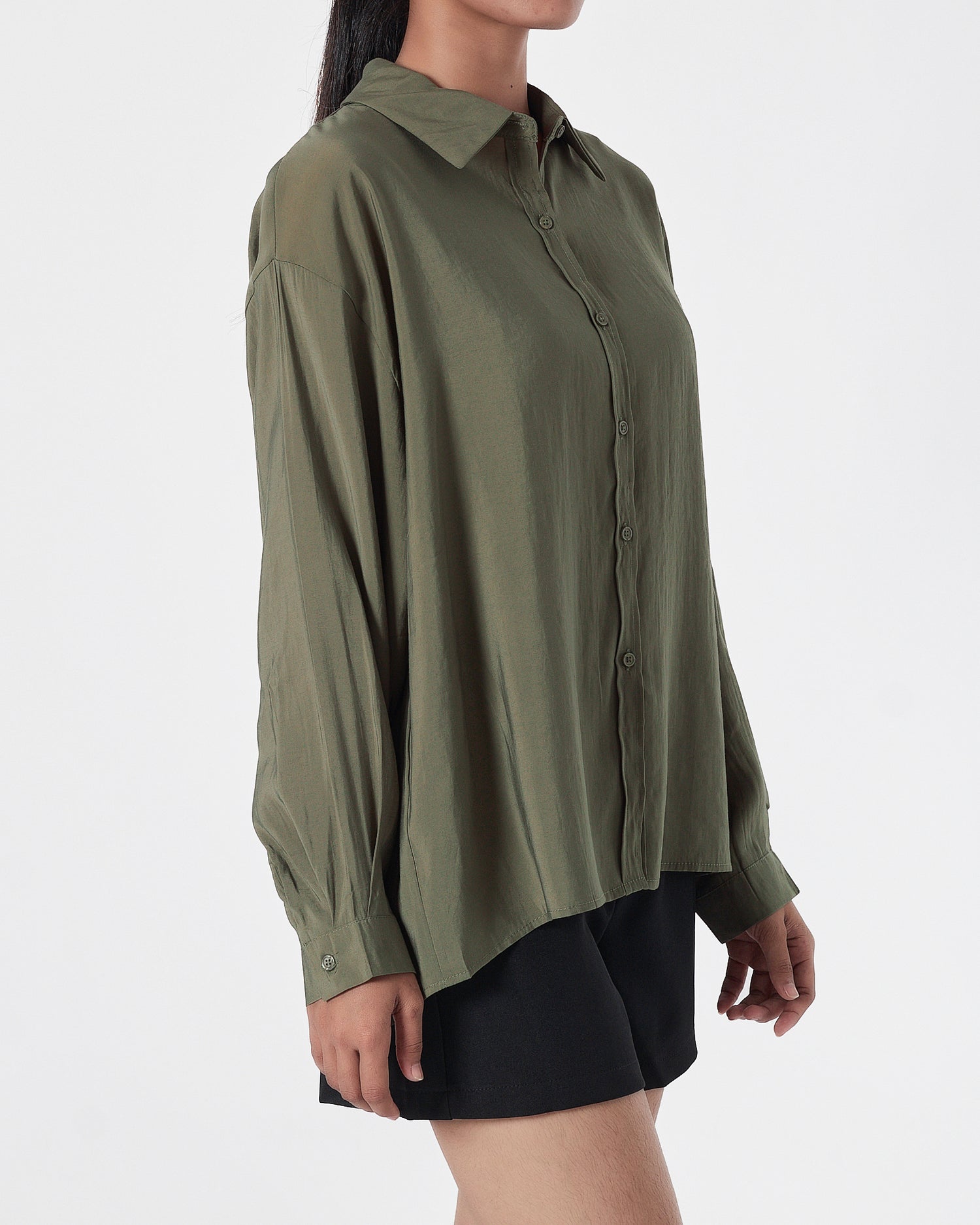 Plain Color Lady Green  Shirts Short Sleeve 14.90