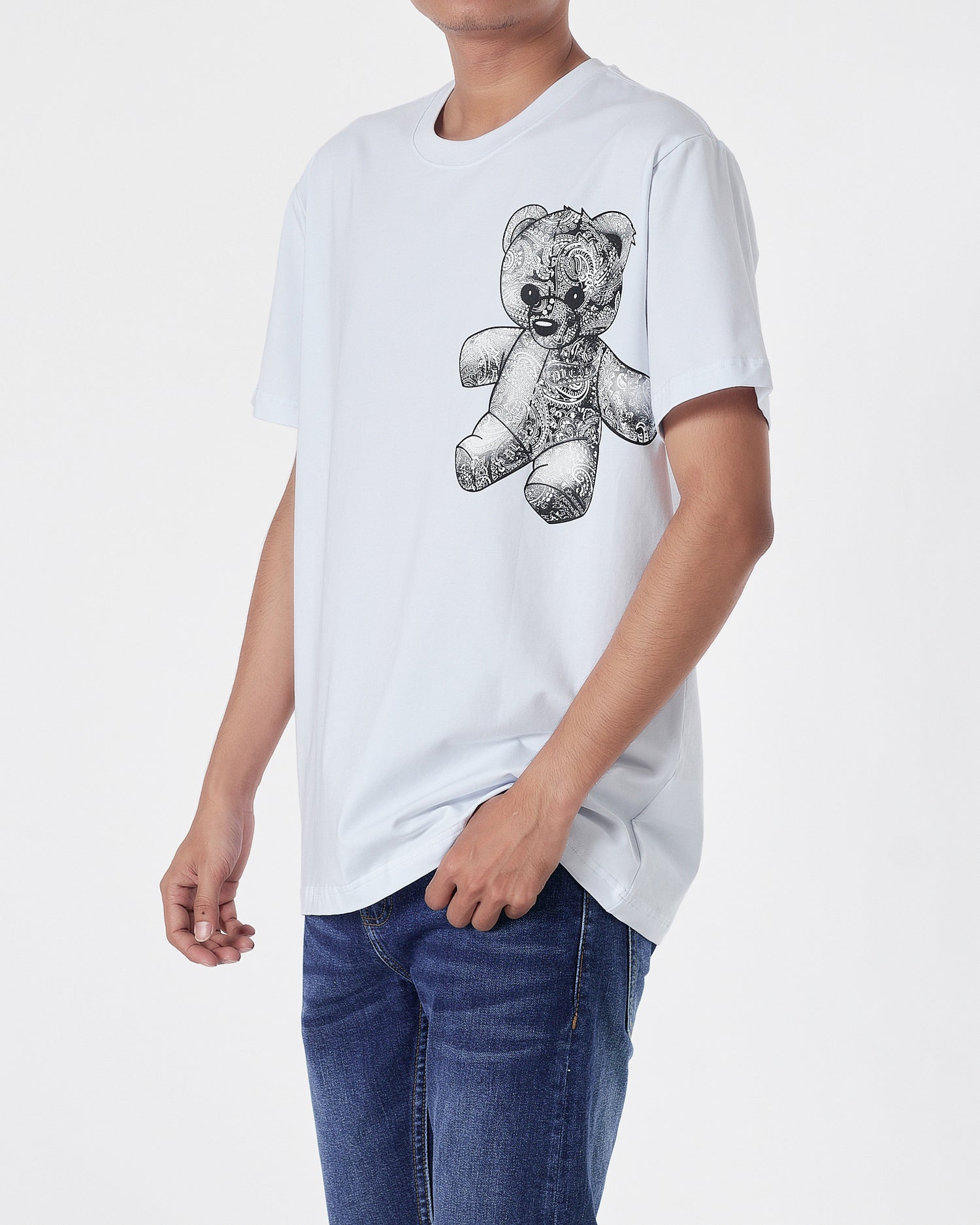 PP Teddy Bear Front and Back Printed Men White T-Shirt 16.90