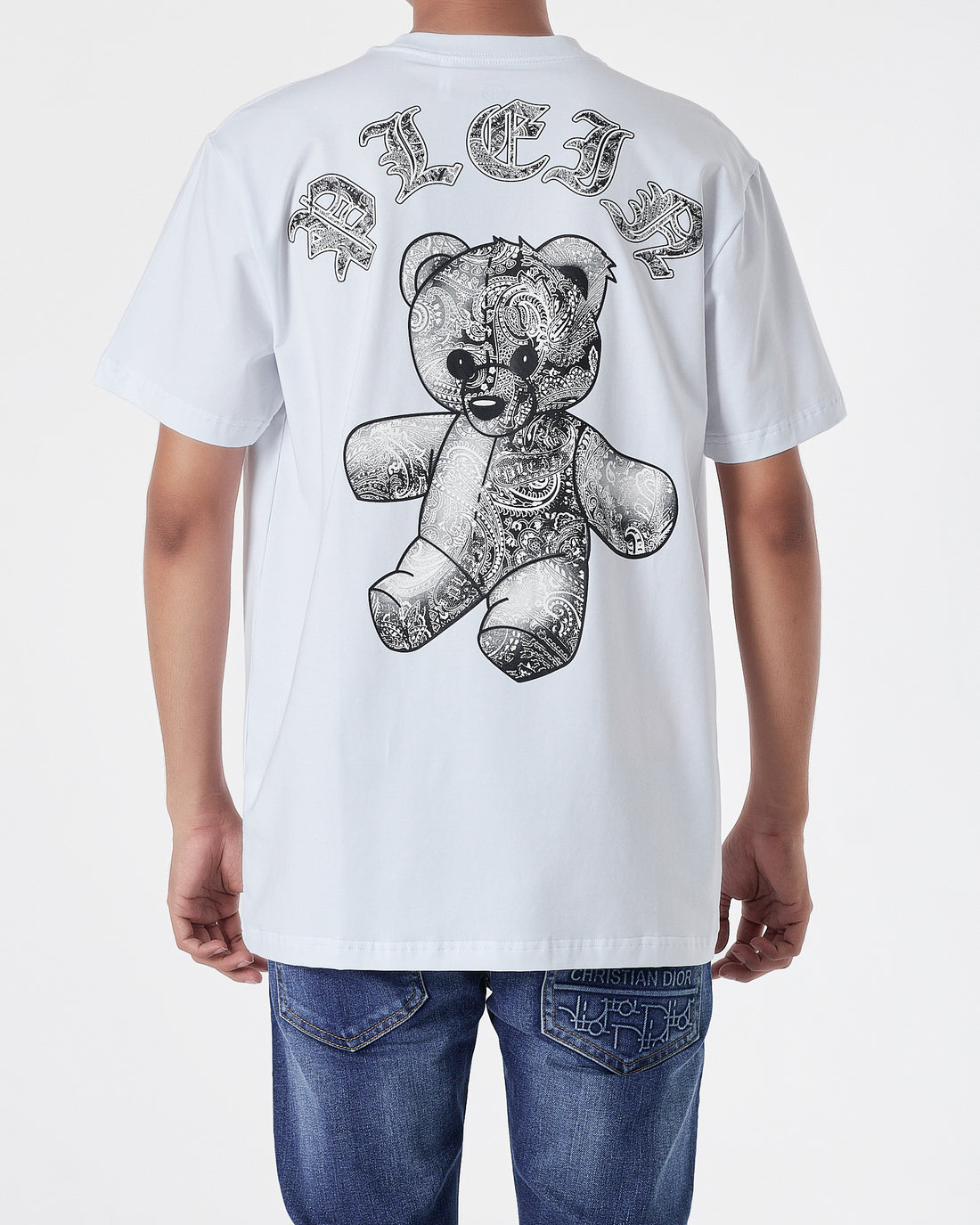 PP Teddy Bear Front and Back Printed Men White T-Shirt 16.90