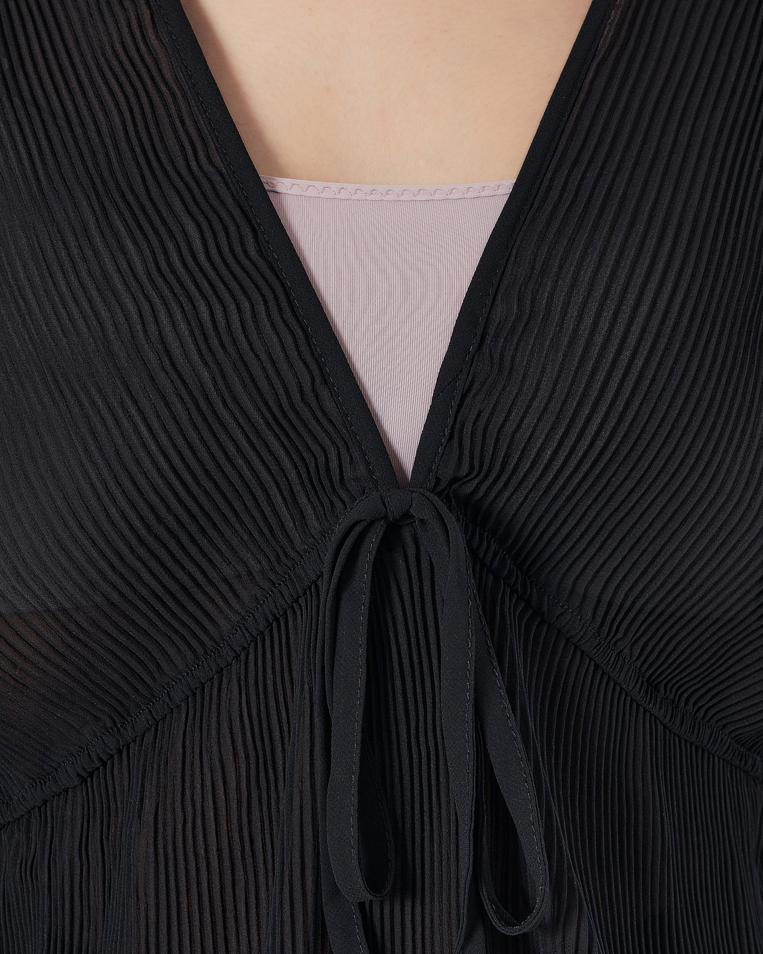 Lady Pleated Black Shirts Long Sleeve 14.90