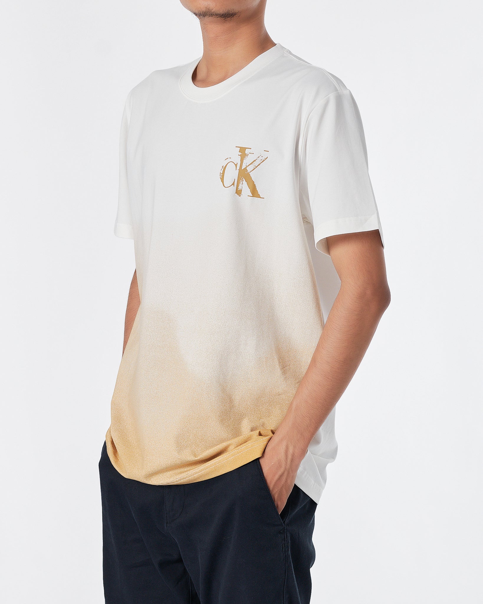 CK Gradient Color Men White T-Shirt 14.90
