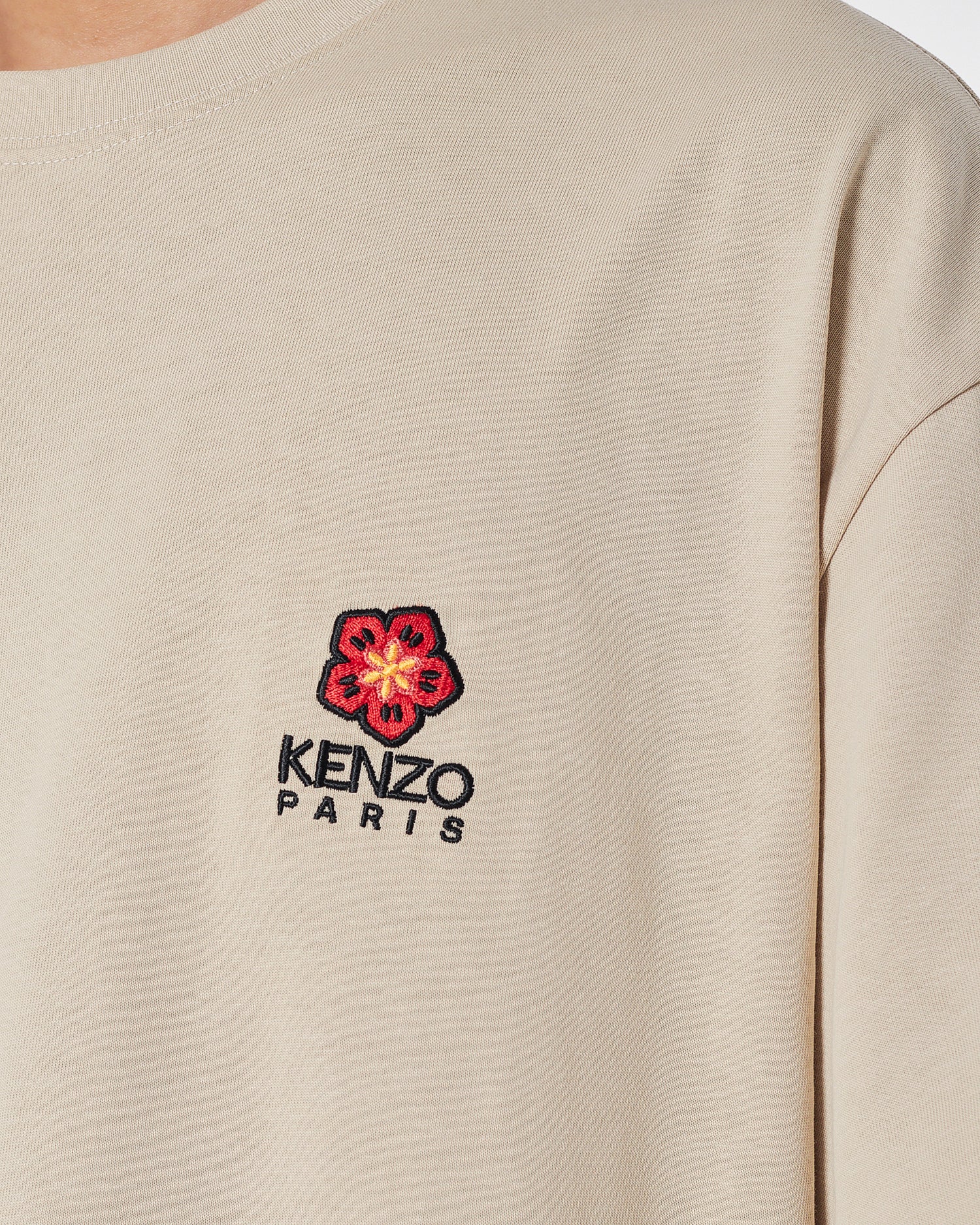 KEN Flower Embroidered Men Cream T-Shirt 17.90
