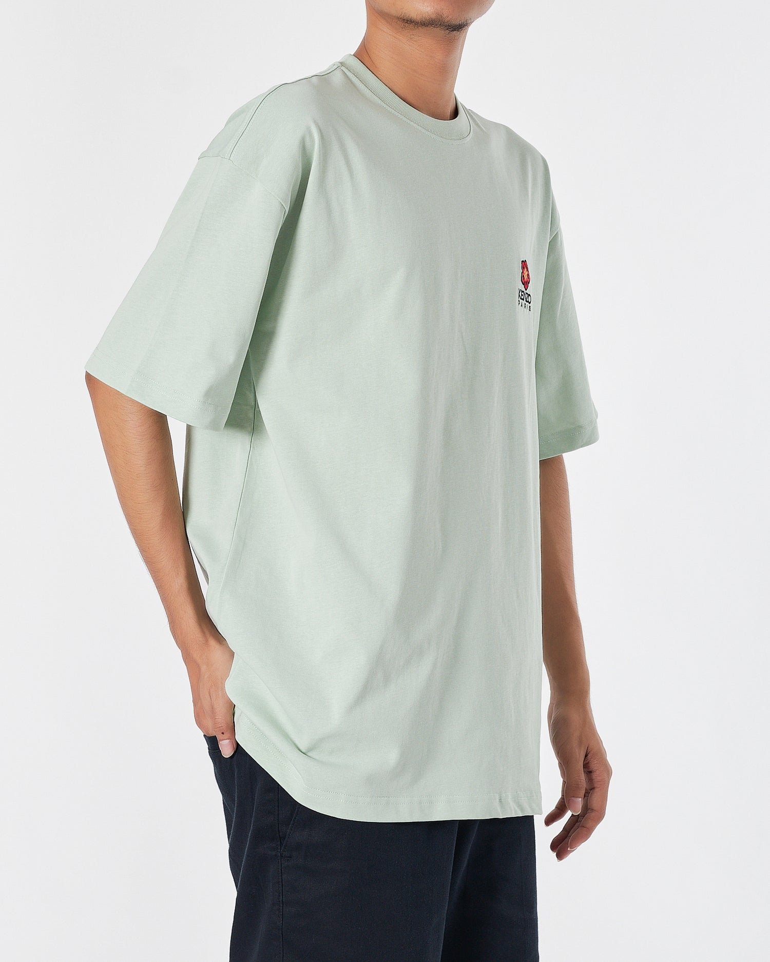 KEN Flower Embroidered Men Green T-Shirt 17.90