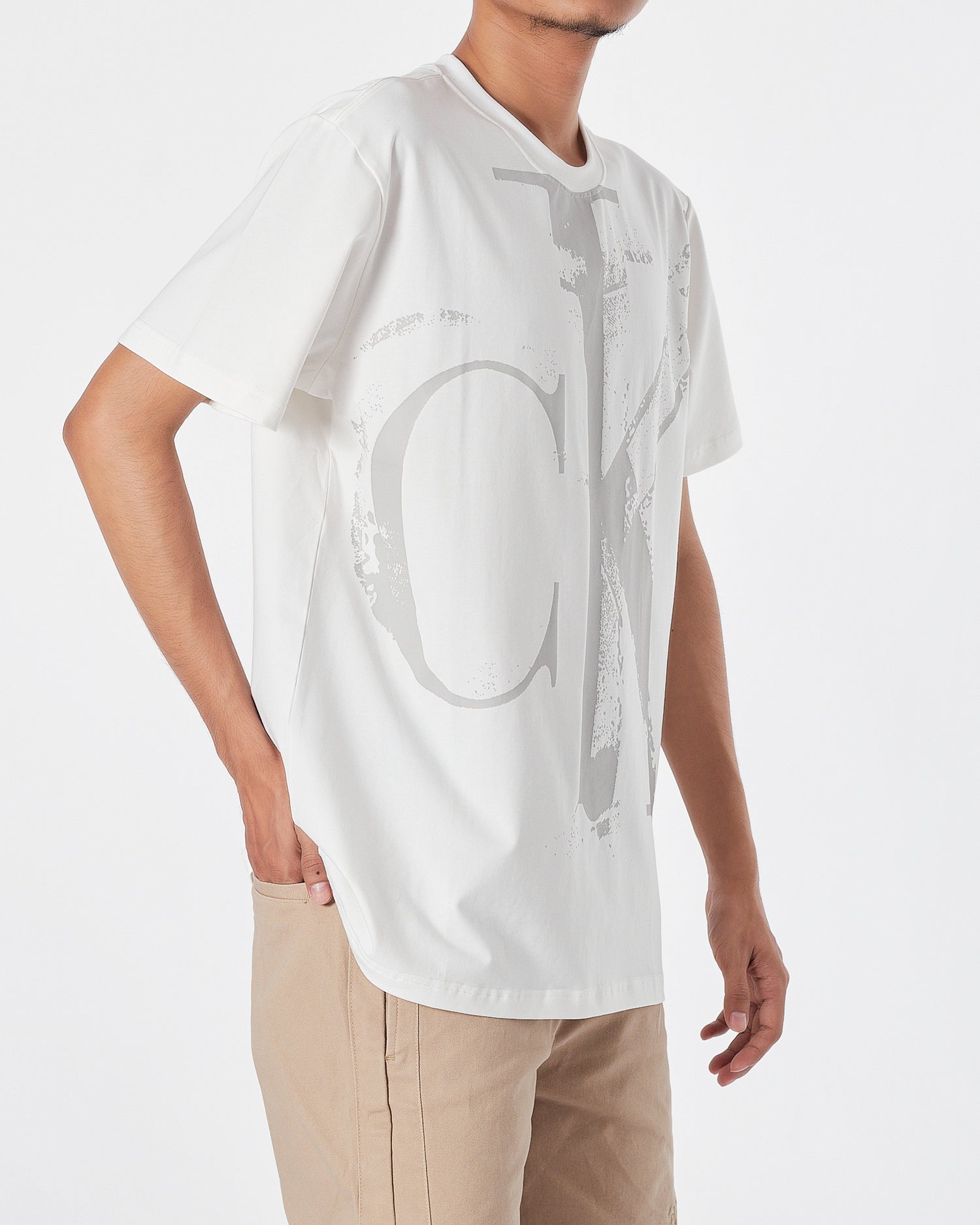 CK Logo Printed Men White  T-Shirt 16.90
