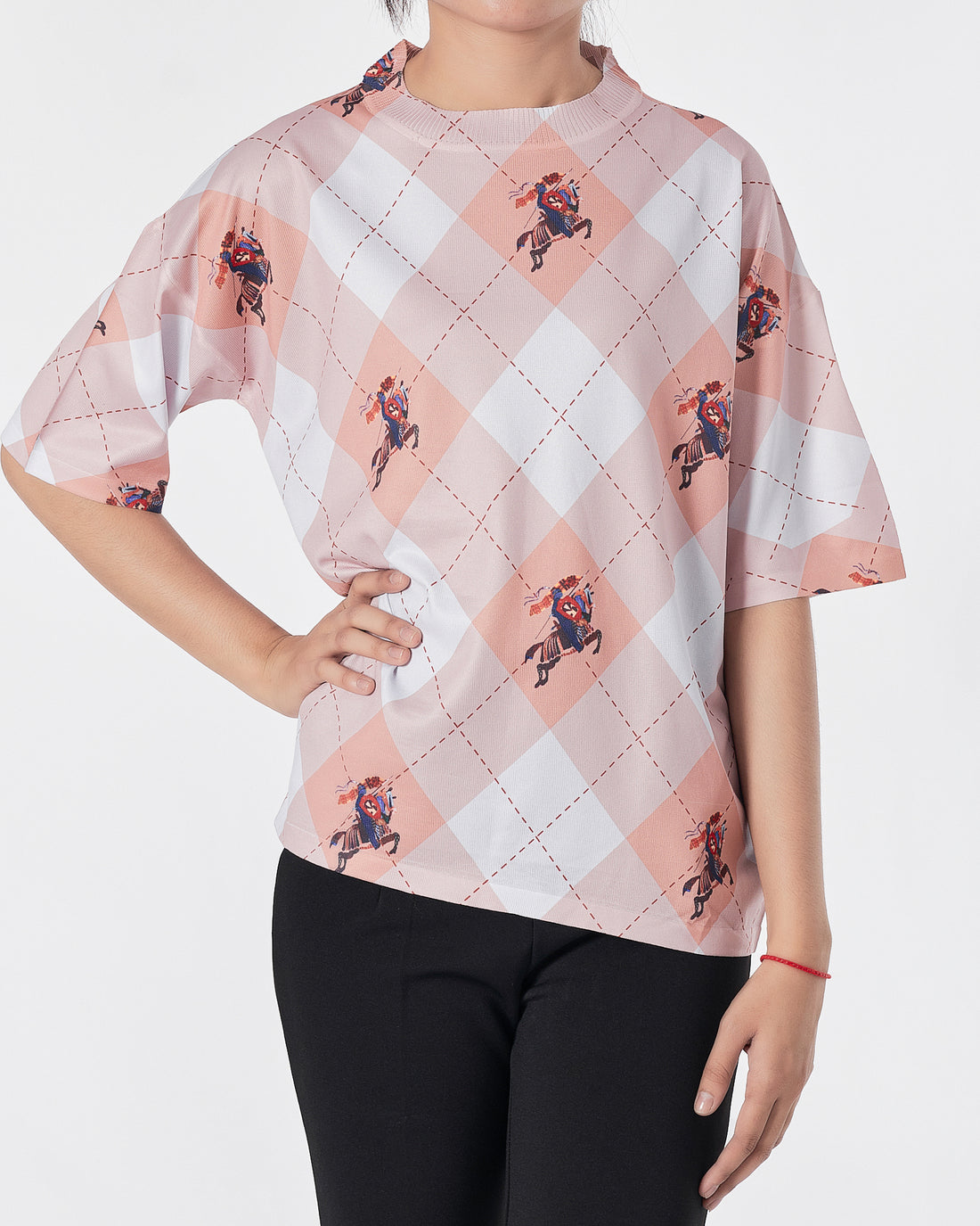 Horse Logo Over Printed Lady T-Shirt 15.90