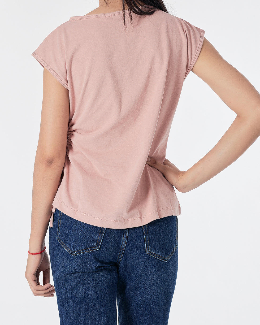 Pink Solid Waist Hole Lady T-Shirt 12.90