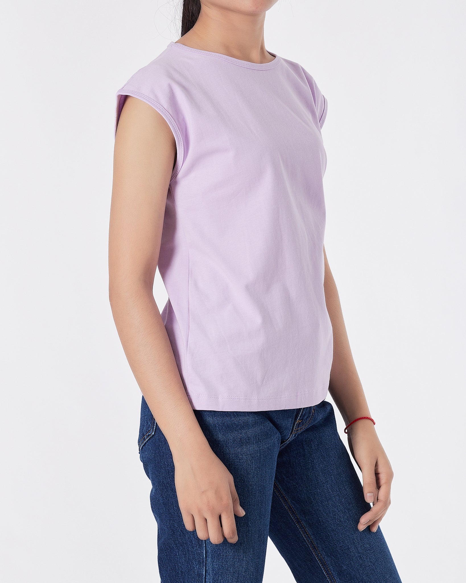 Purple Solid Waist Hole Lady T-Shirt 12.90