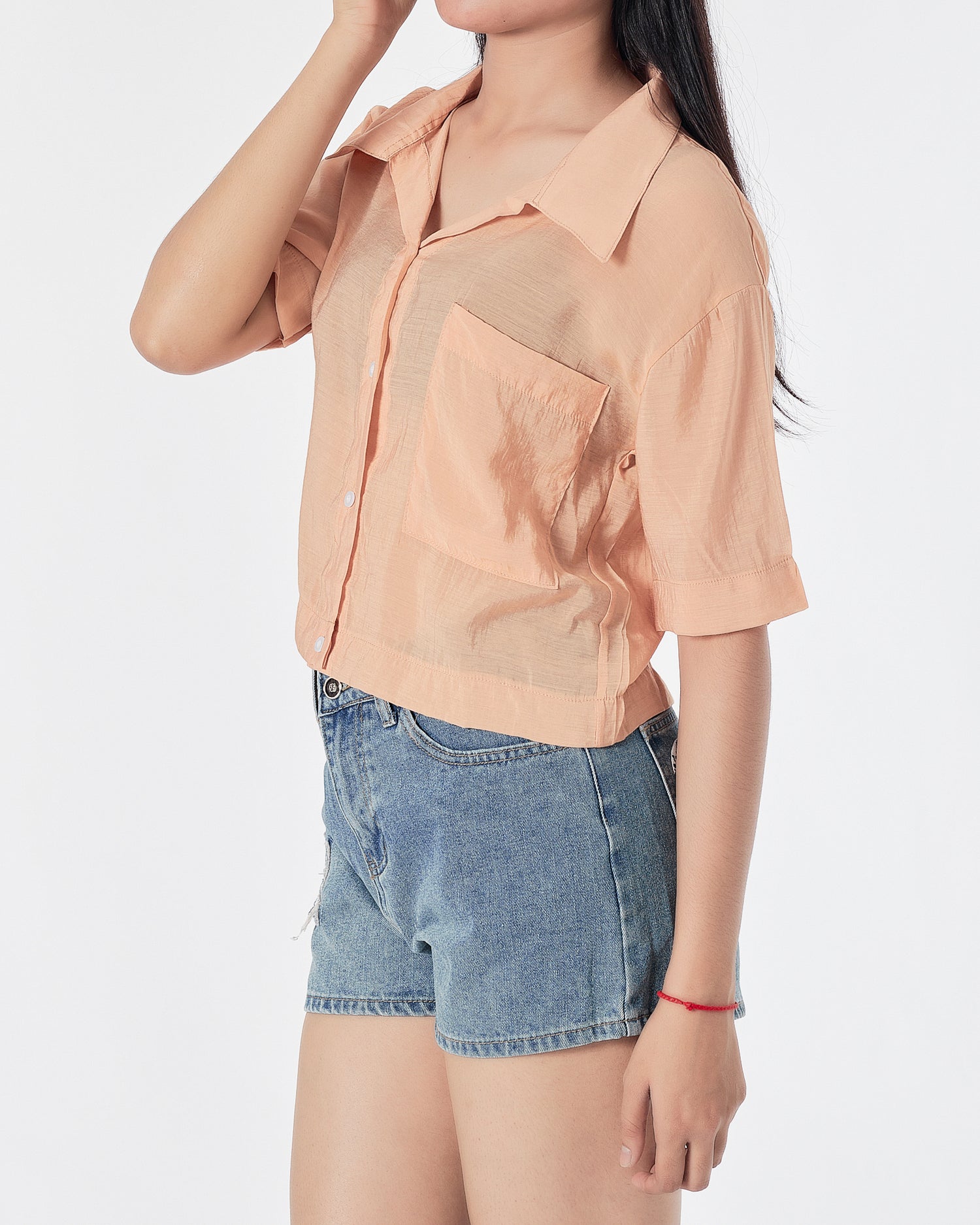 Plain Color Orange Lady Shirts Short Sleeve 12.90