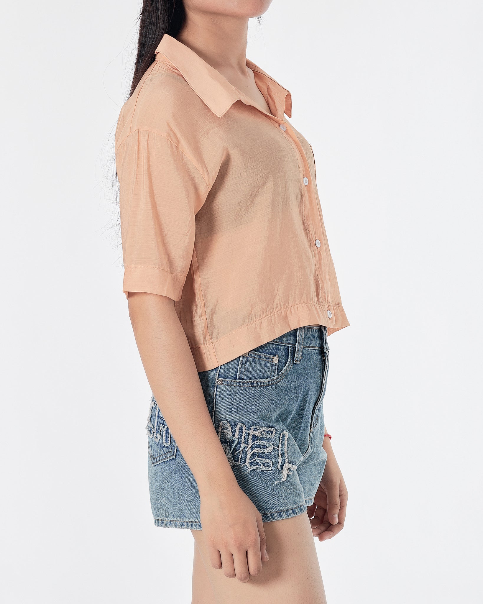Plain Color Orange Lady Shirts Short Sleeve 12.90