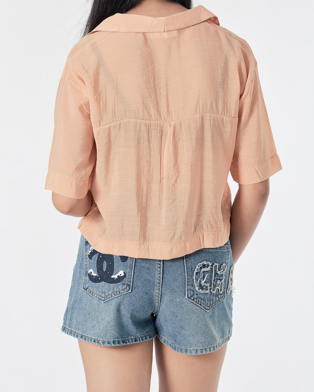 Plain Color Orange Lady Shirts Short Sleeve 12.90