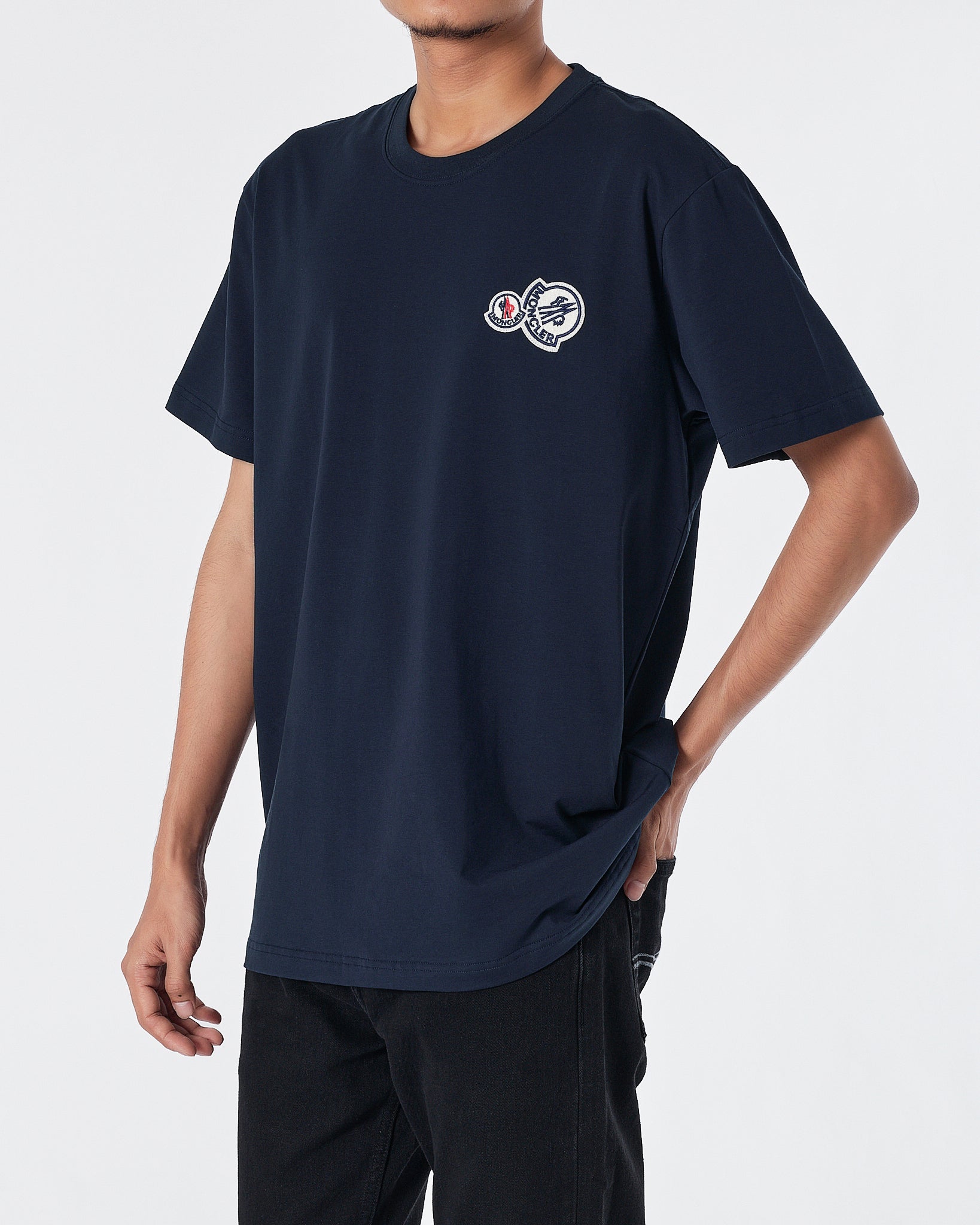MON Logo Embroidered Men Blue T-Shirt 15.90
