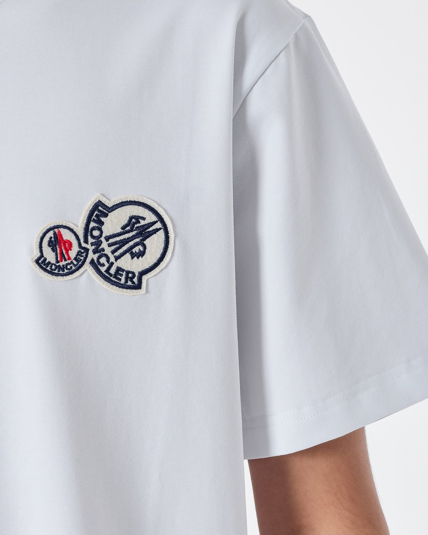 MON Logo Embroidered Men White T-Shirt 15.90