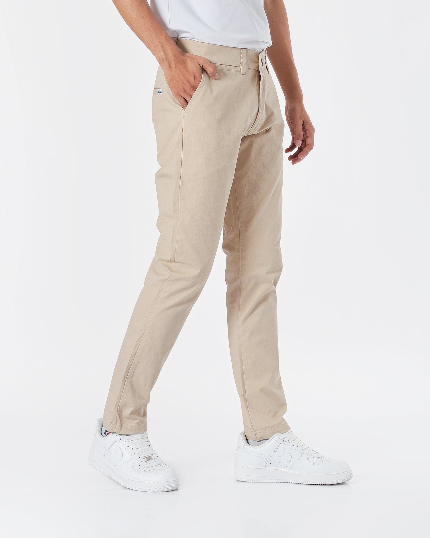 LAC Plain Color Men Cream Khaki Pants