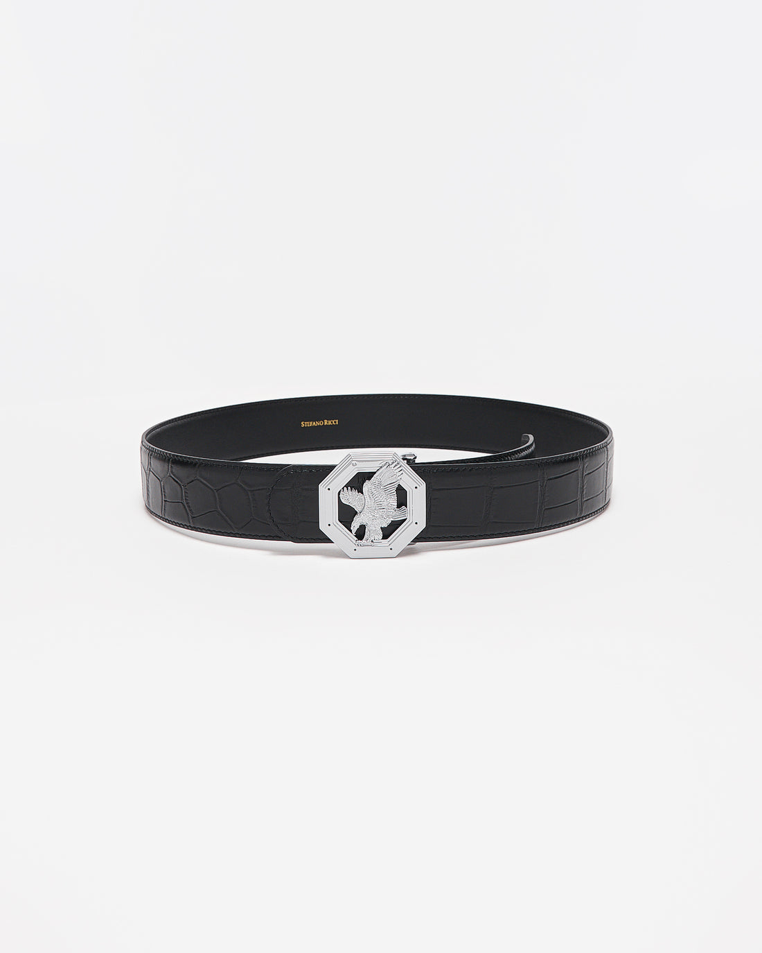 SR Silver Logo Men Black Leather Belt 89.90