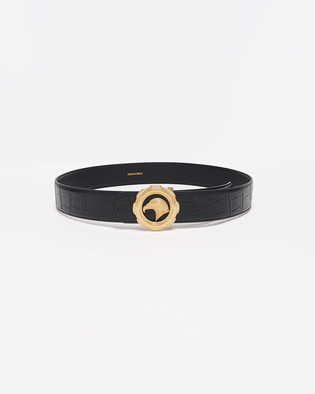 SR Gold Logo Men Black Leather Belt 94.90