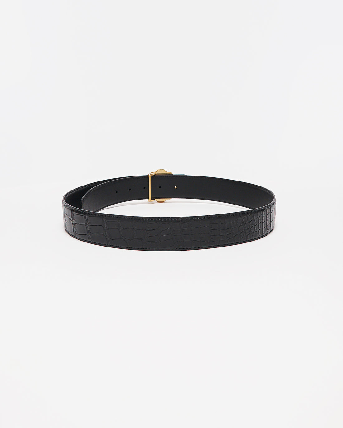 SR Gold Logo Men Black Leather Belt 94.90