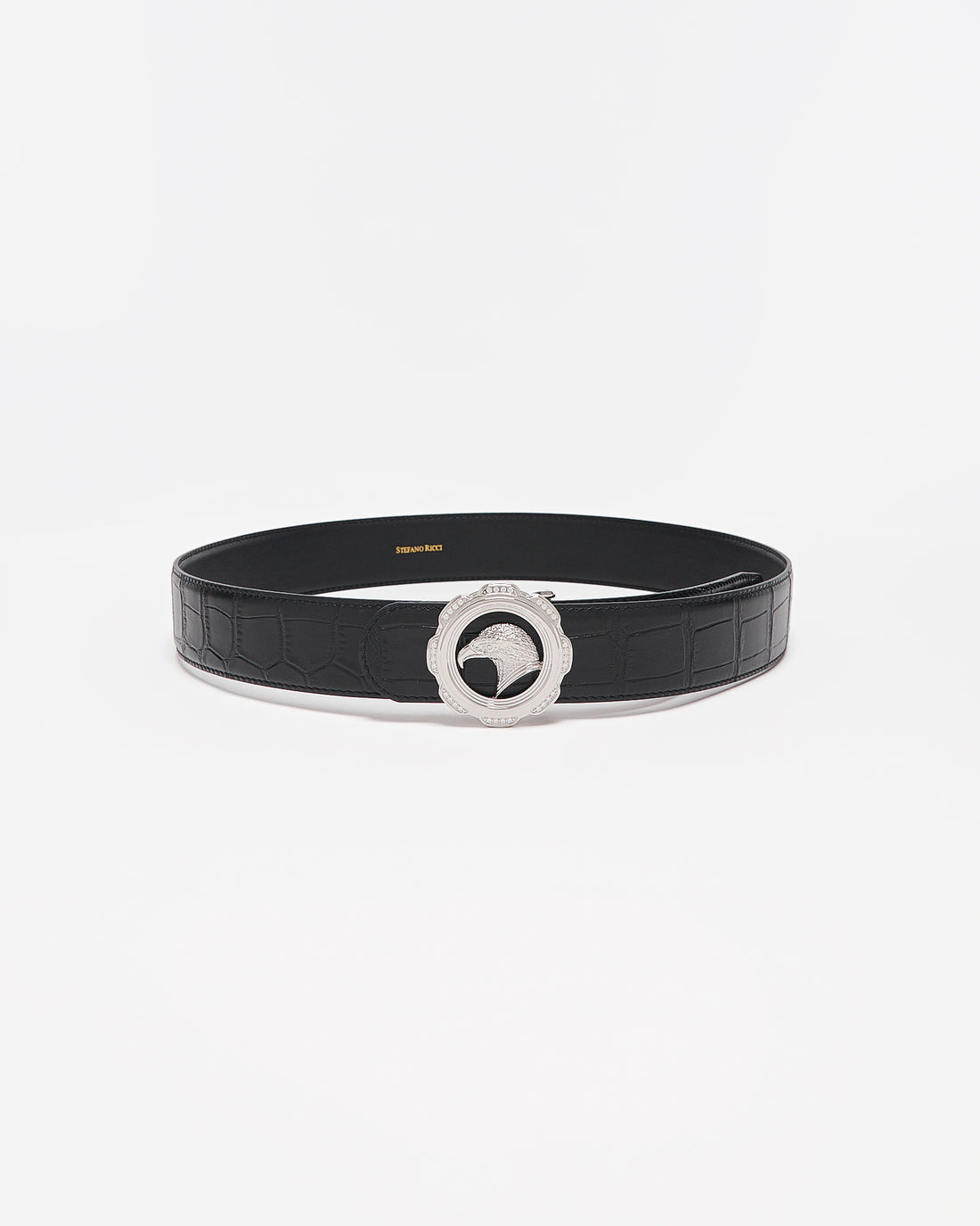SR Silver Logo Men Black Leather Belt 94.90