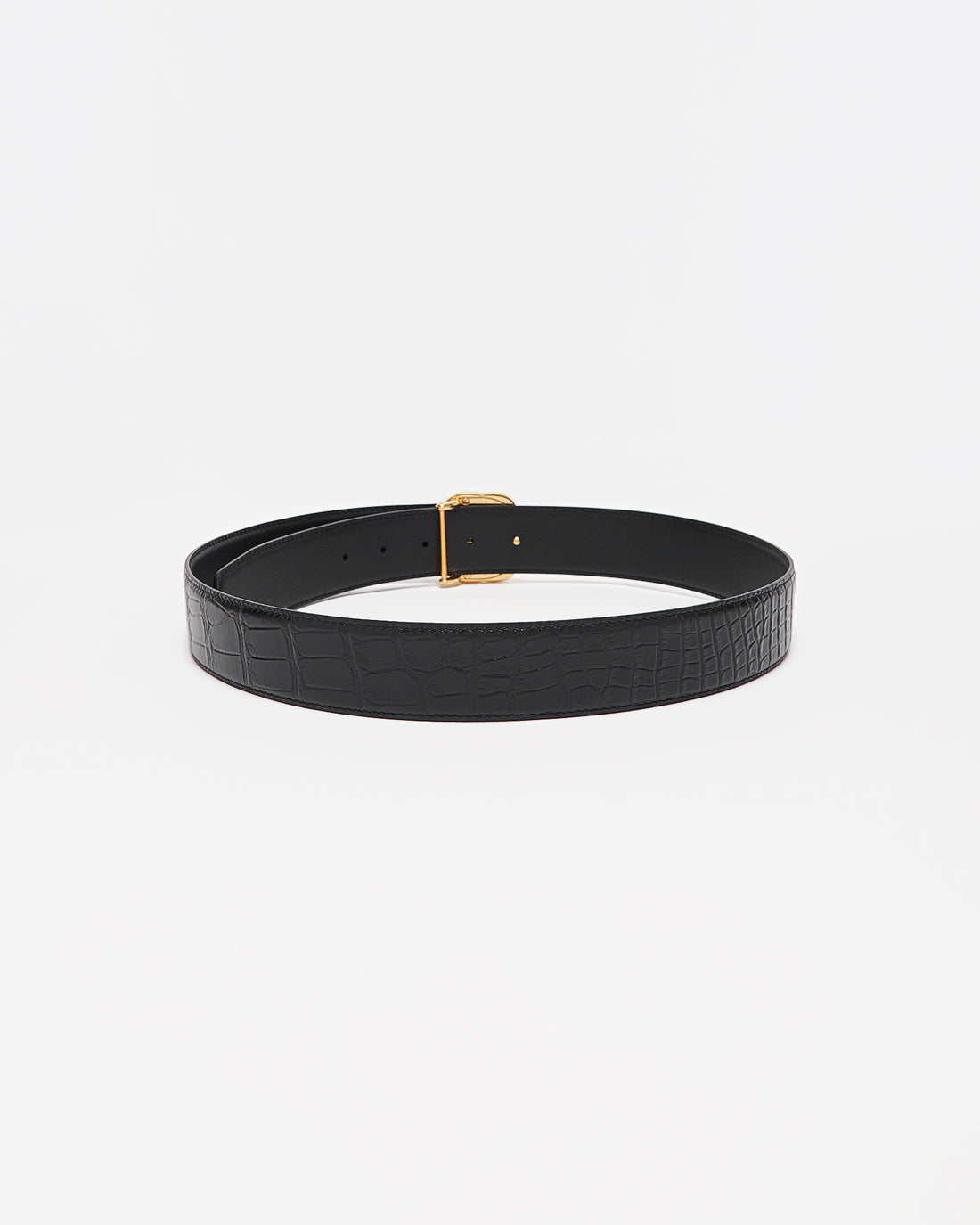 SR Gold Logo Men Black Leather Belt 94.90