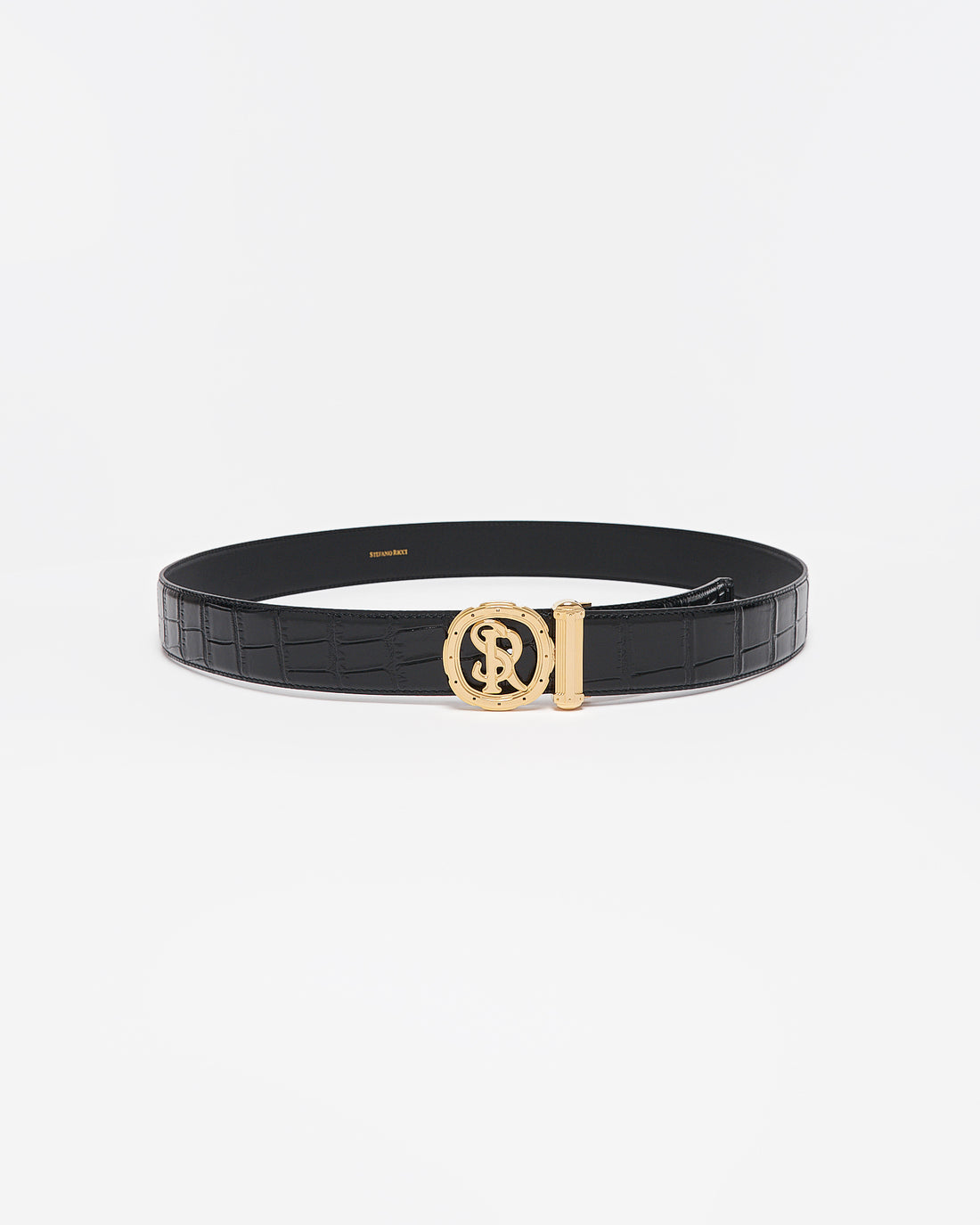 SR Gold Logo Men Black Leather Belt 99.90