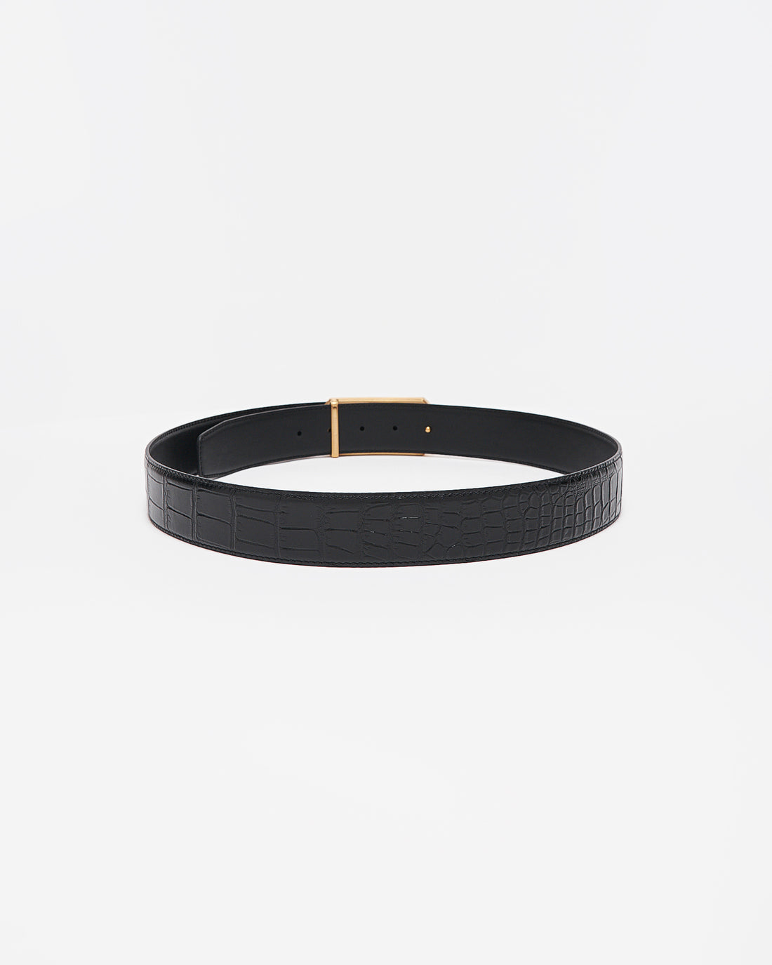 SR Gold Logo Men Black Leather Belt 95.90