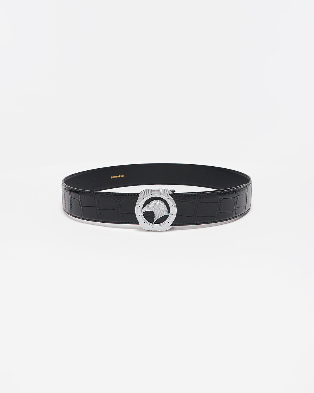 SR Silver Logo Men Black Leather Belt 94.90