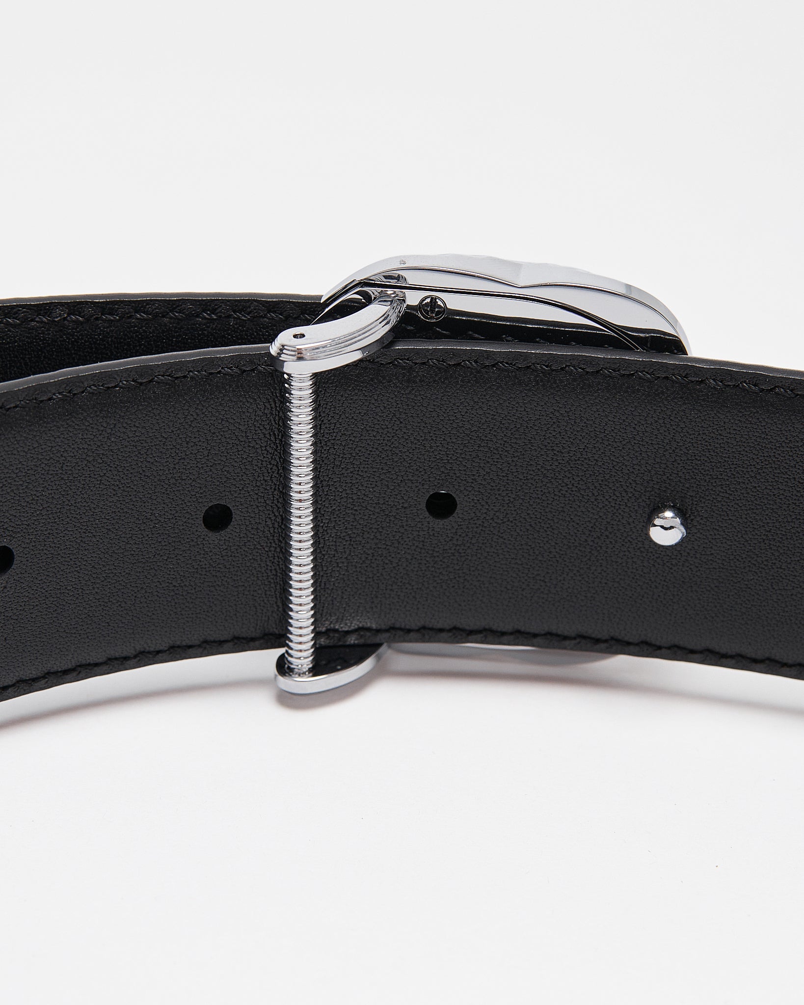 Mens black belt with silver buckle best sale