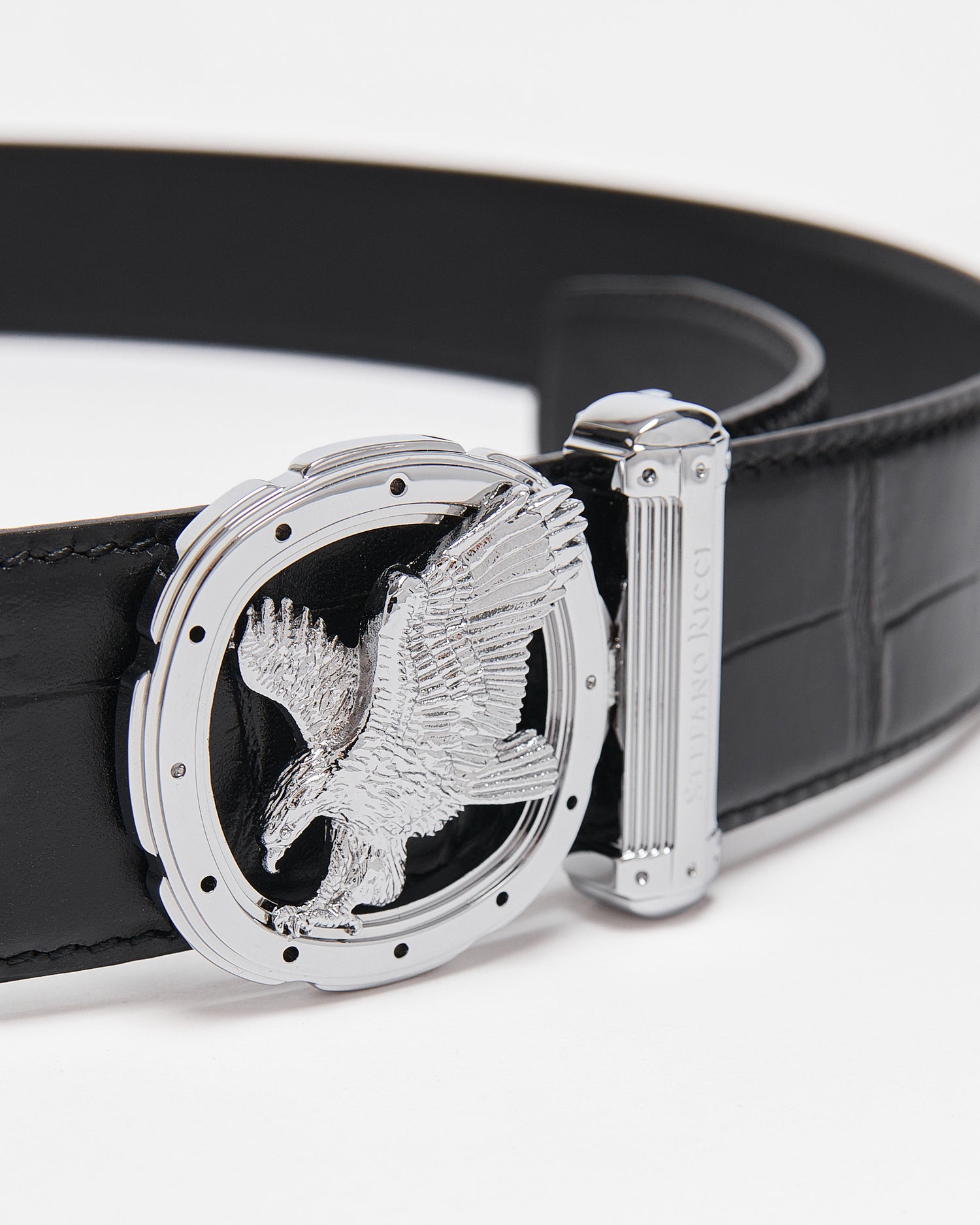 SR Silver Logo Men Black Leather Belt 99.90