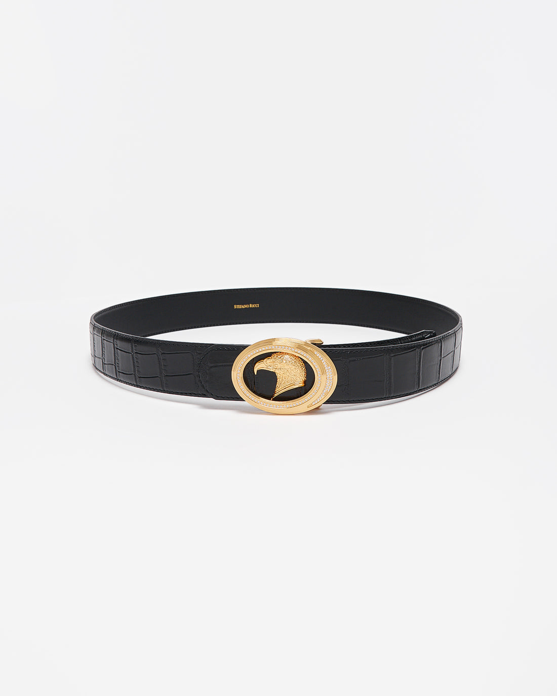 SR Gold Logo Men Black Leather Belt 109.90