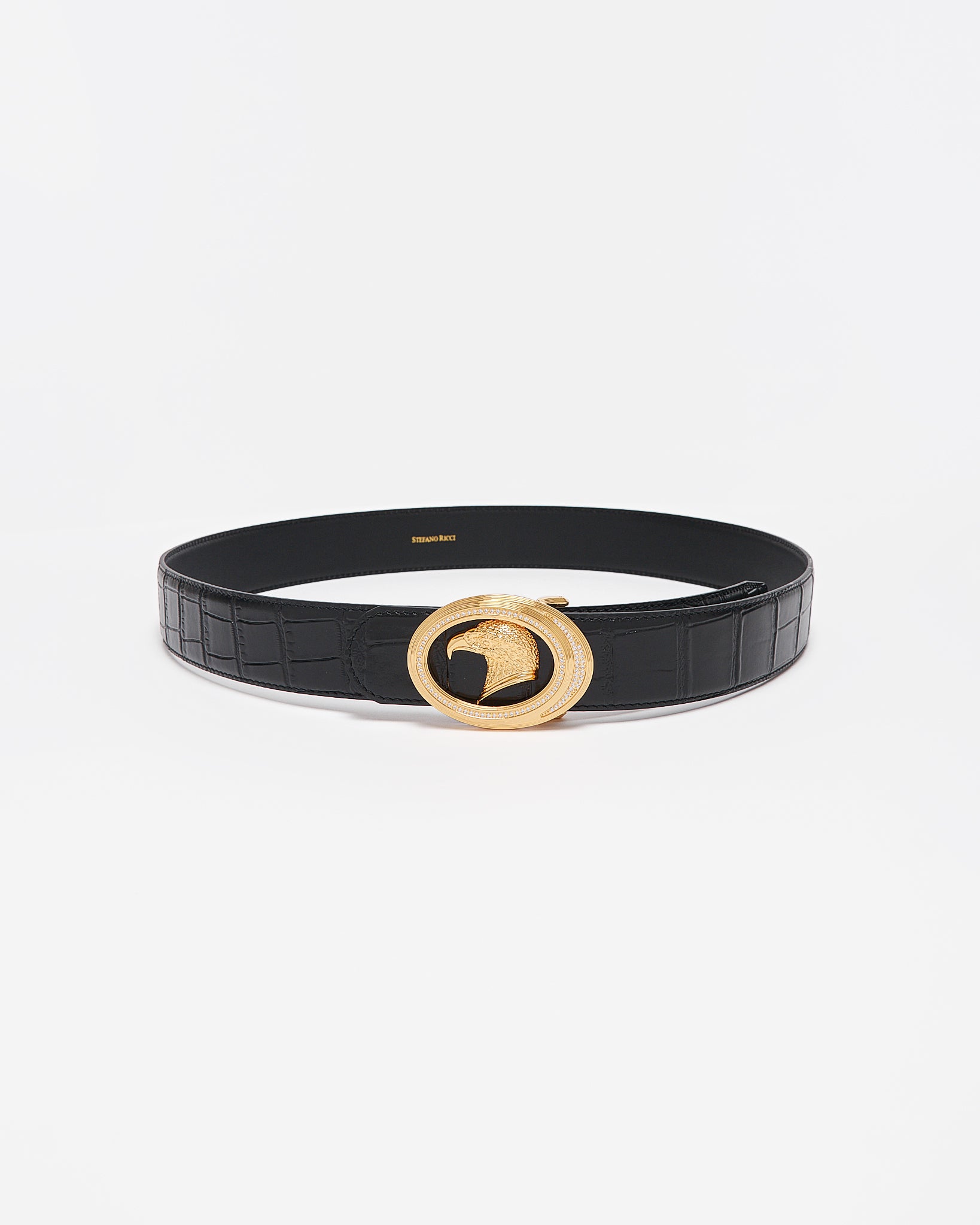 SR Gold Logo Men Black Leather Belt 109.90