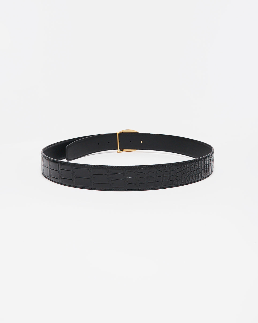 SR Gold Logo Men Black Leather Belt 109.90