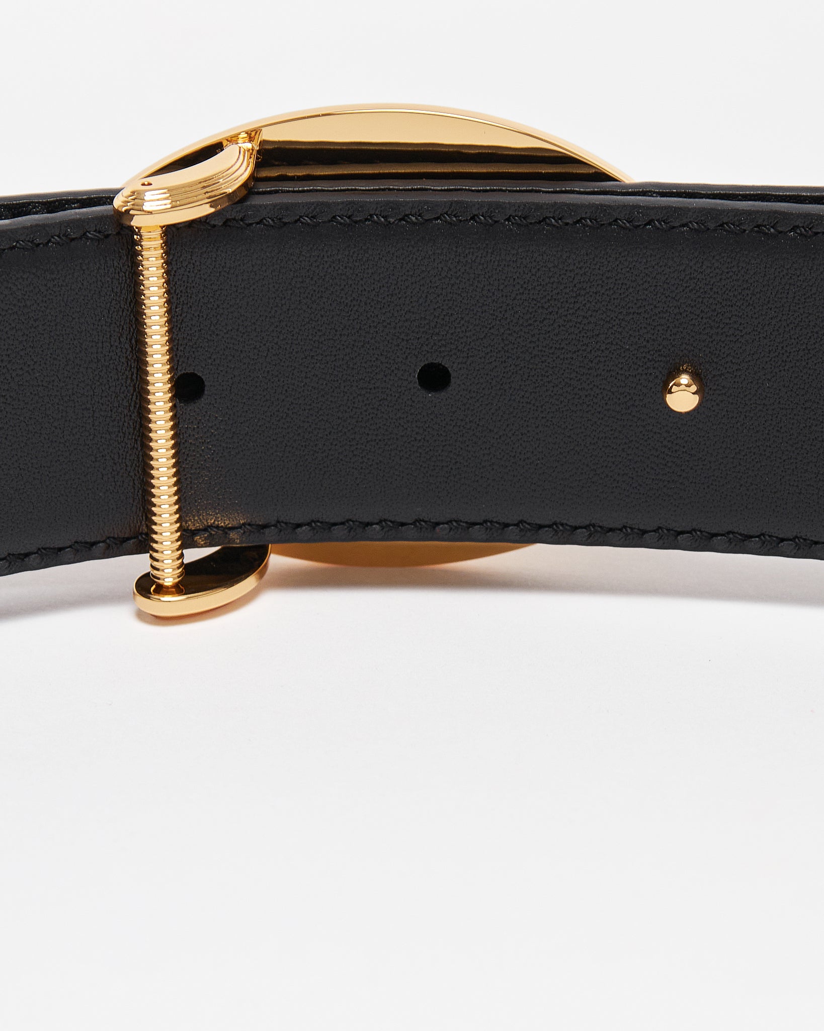 Mens black leather belt with gold buckle best sale