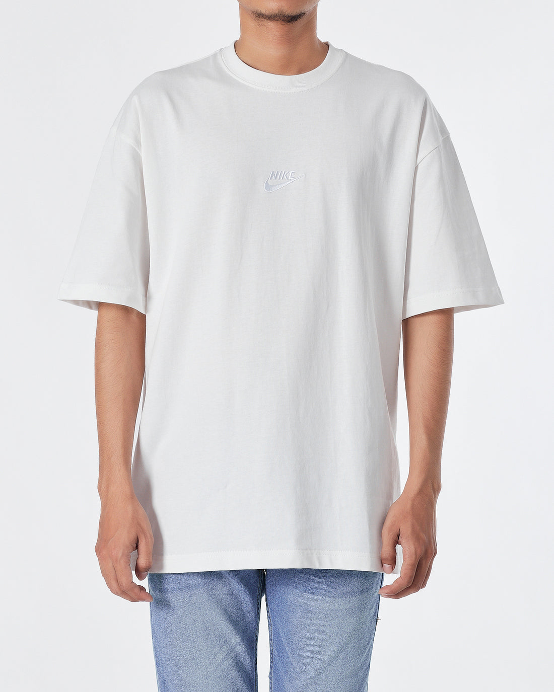 NIK Logo Embroidered Men White T-Shirt 16.90