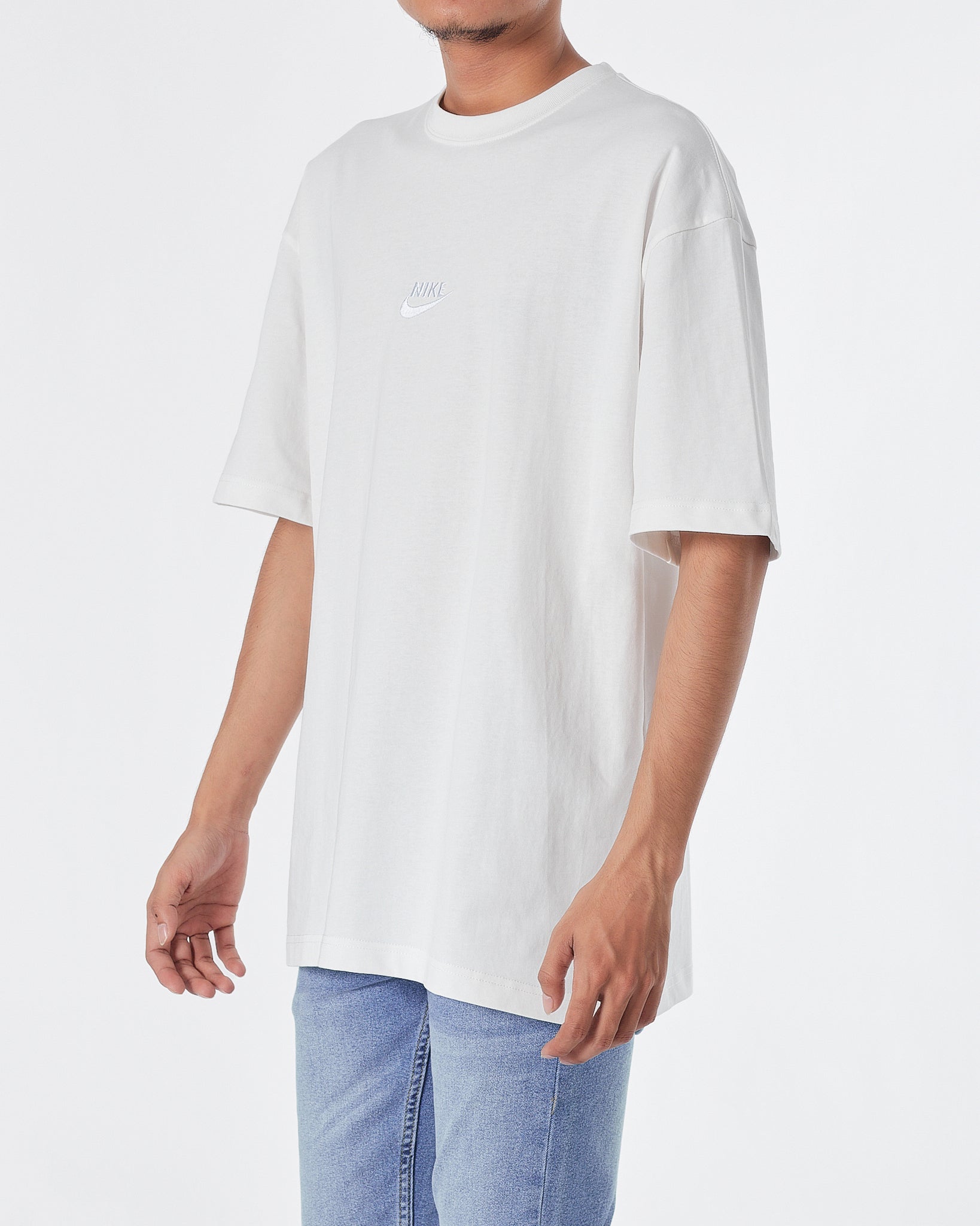 NIK Logo Embroidered Men White T-Shirt 16.90