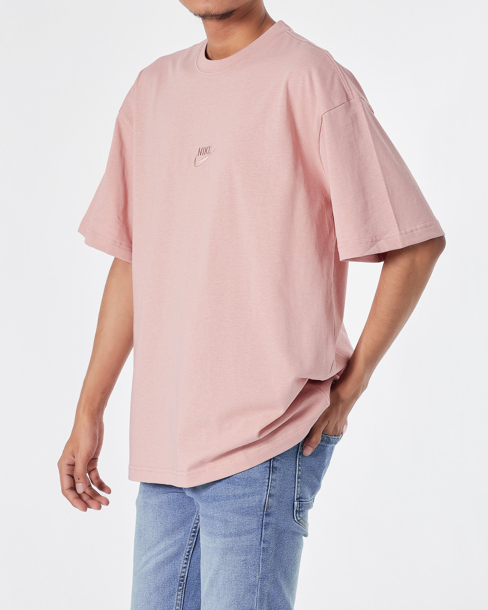 NIK Logo Embroidered Men Pink T-Shirt 16.90
