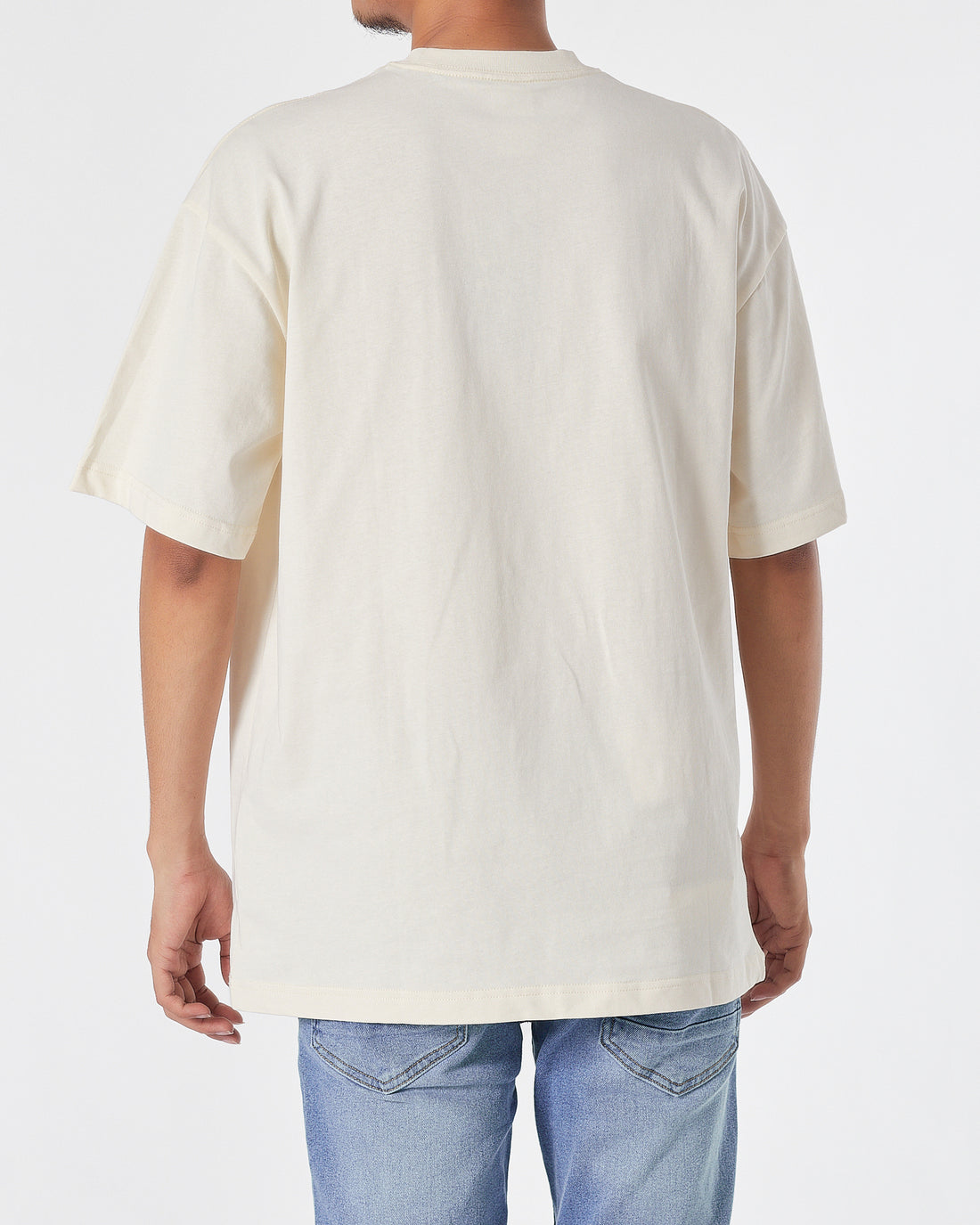 NIK Logo Embroidered Men Cream T-Shirt 16.90