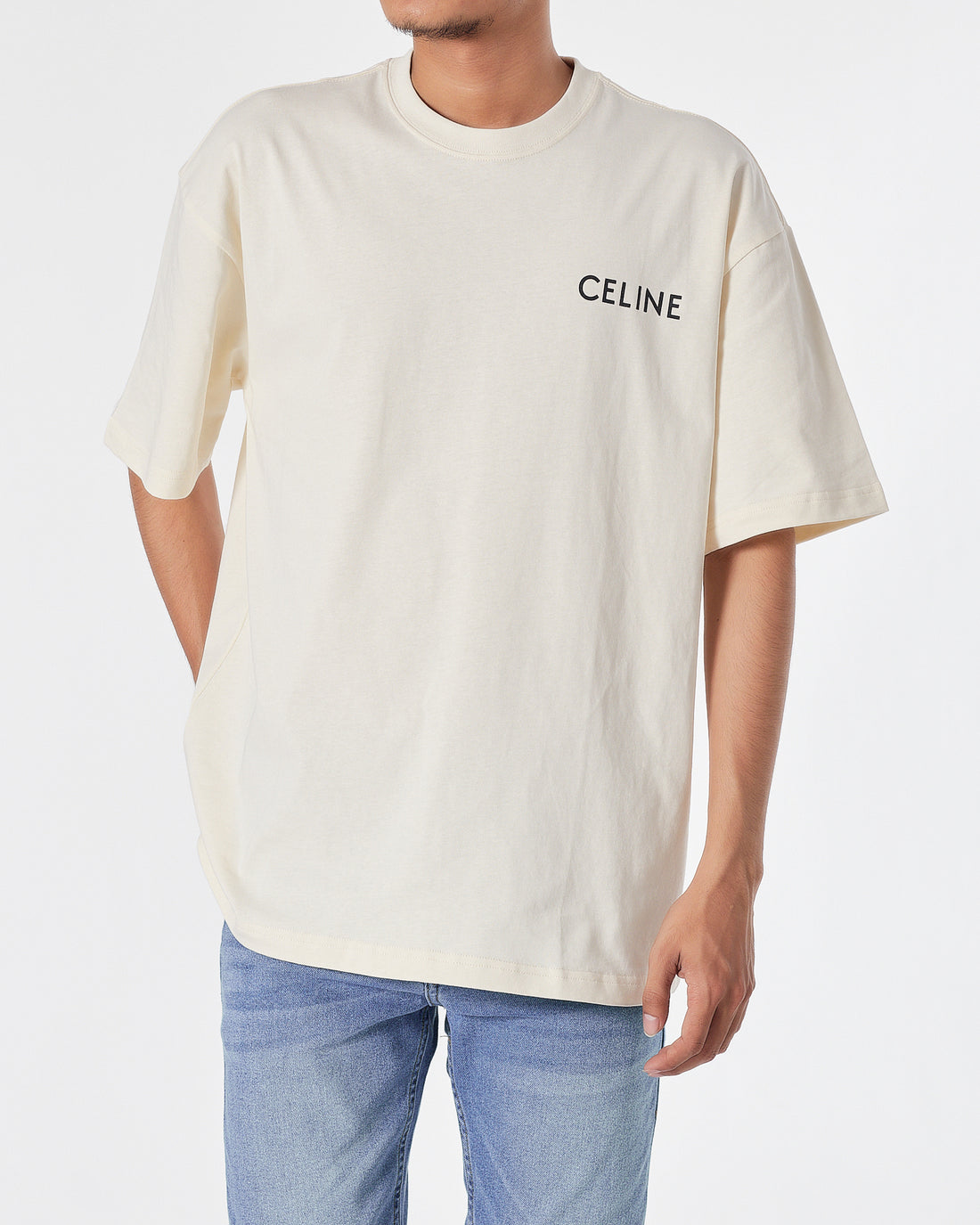 CEL Logo Printed Men Cream T-Shirt 17.90