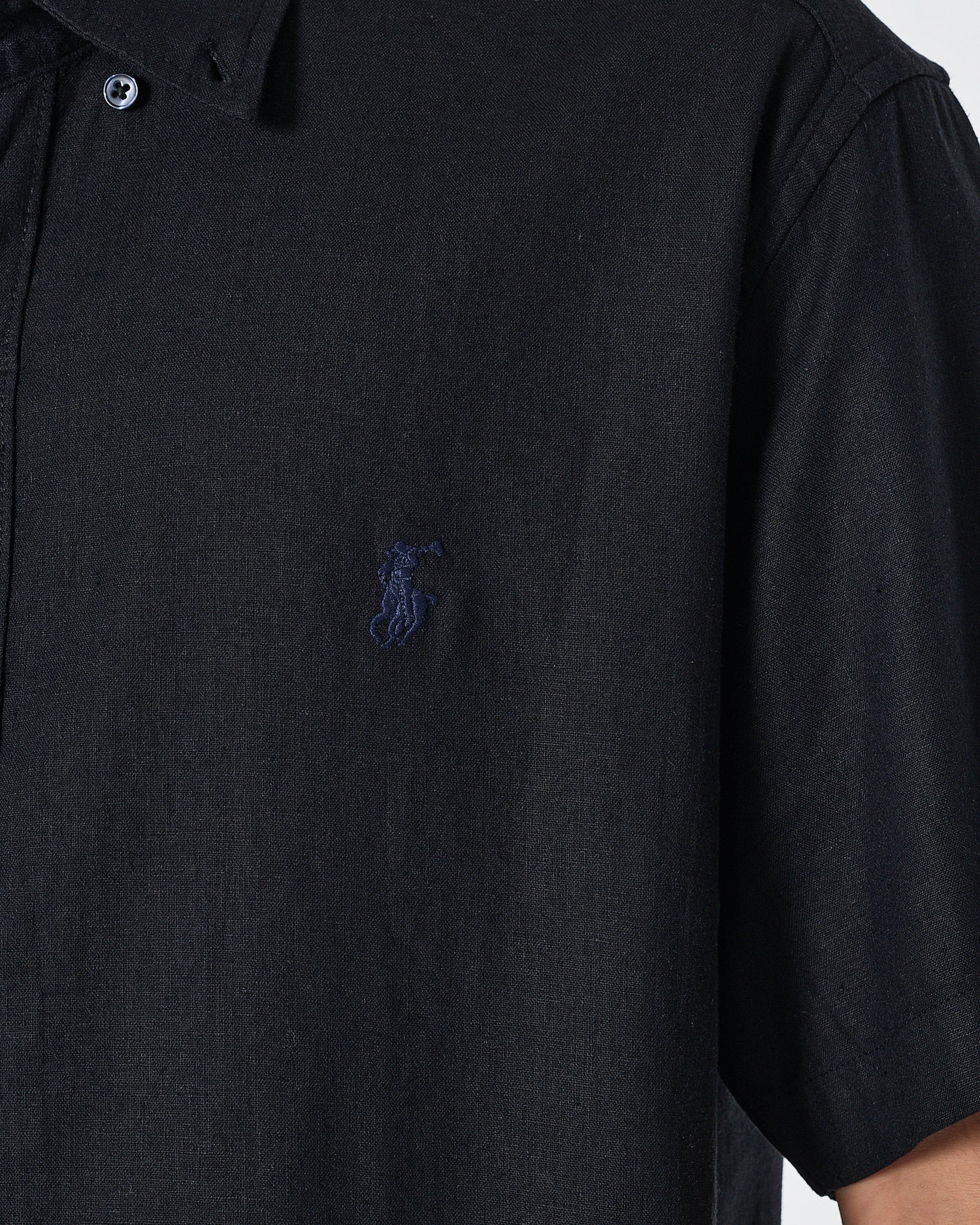 RL Casual Linen Men Black Shirts Short Sleeve 20.90