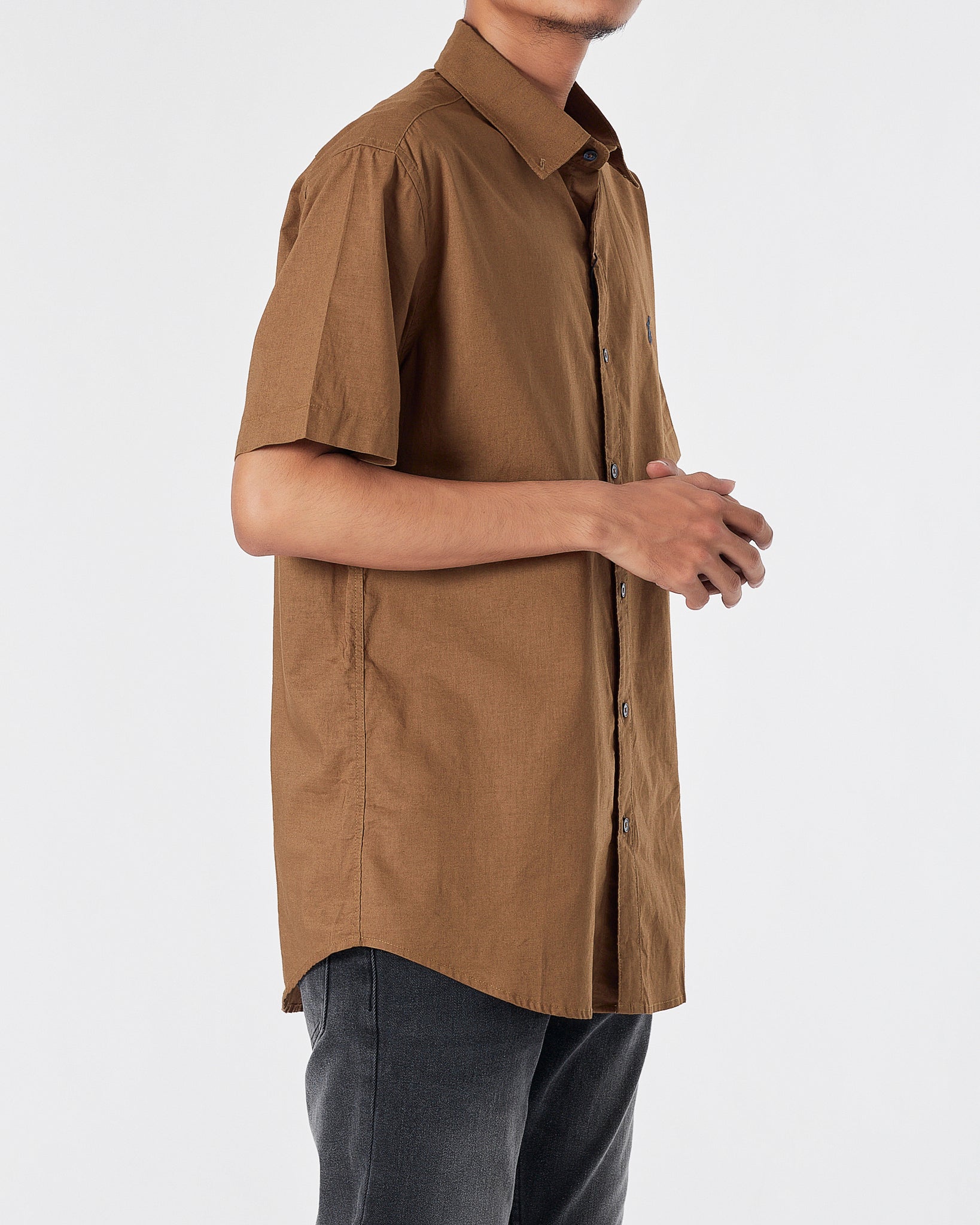 RL Casual Linen Men Brown Shirts Short Sleeve 20.90