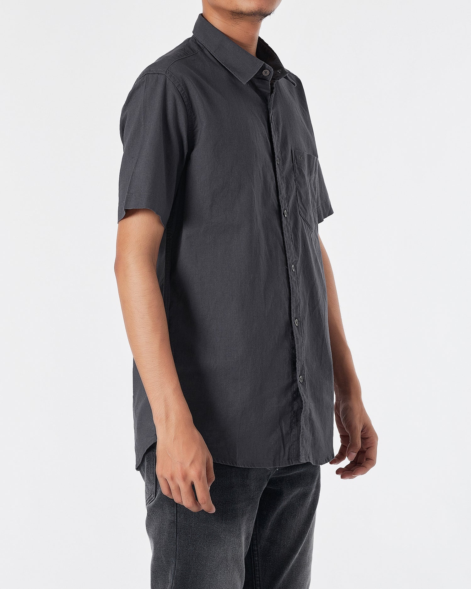 CK Linen Men Dark Grey Shirts Short Sleeve 20.90
