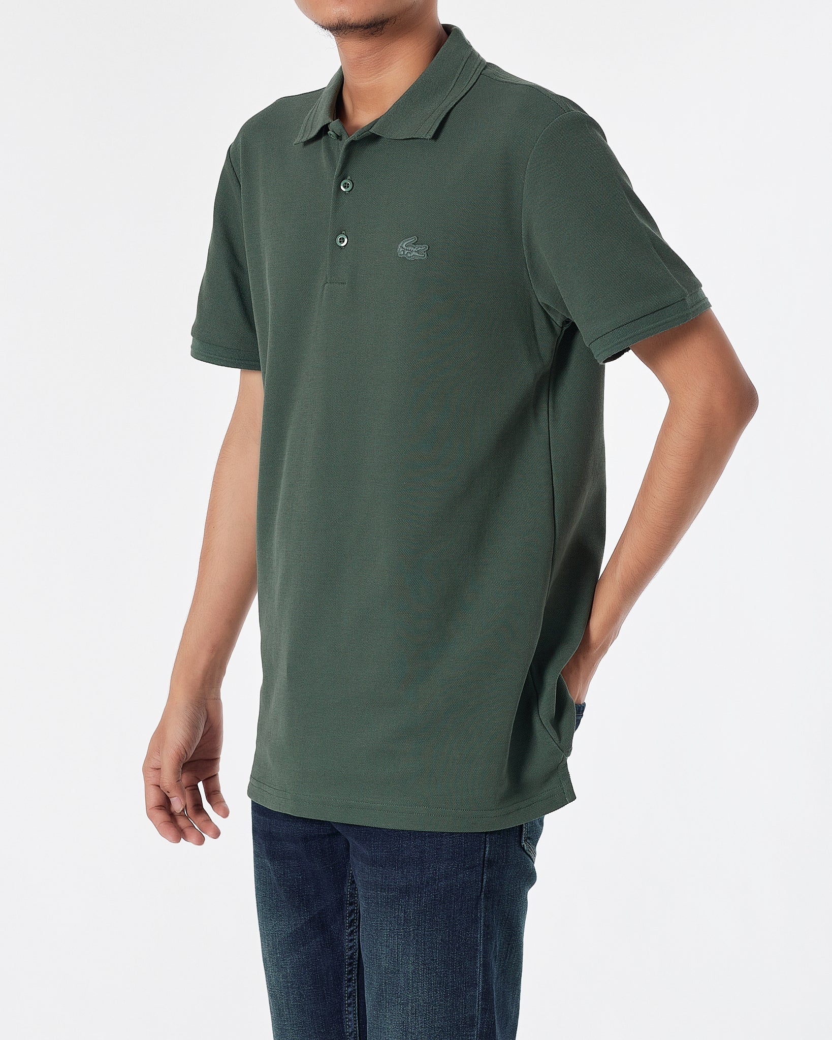 LAC Plain Color Men Green Polo Shirt 22.90