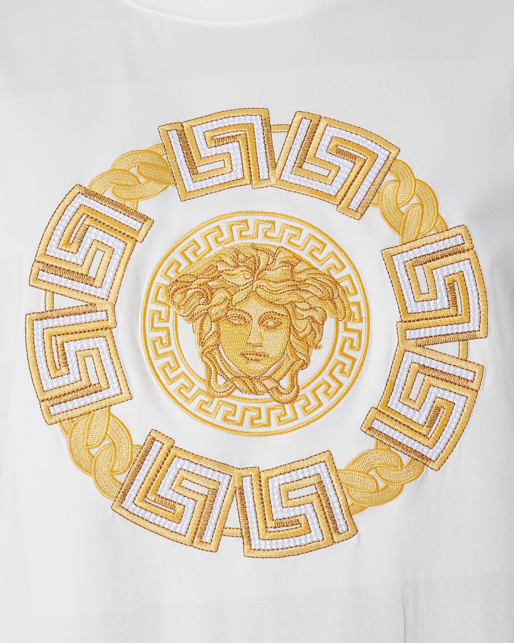 VER Medusa Gold Embroidered Men White T-Shirt 24.90