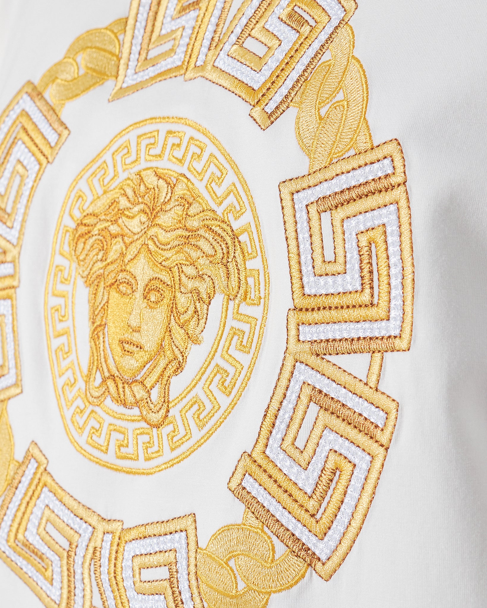 VER Medusa Gold Embroidered Men White T-Shirt 24.90
