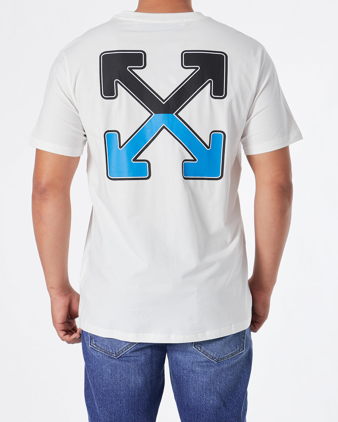 OW Cross Arrow Back Printed Men White T-Shirt 19.90