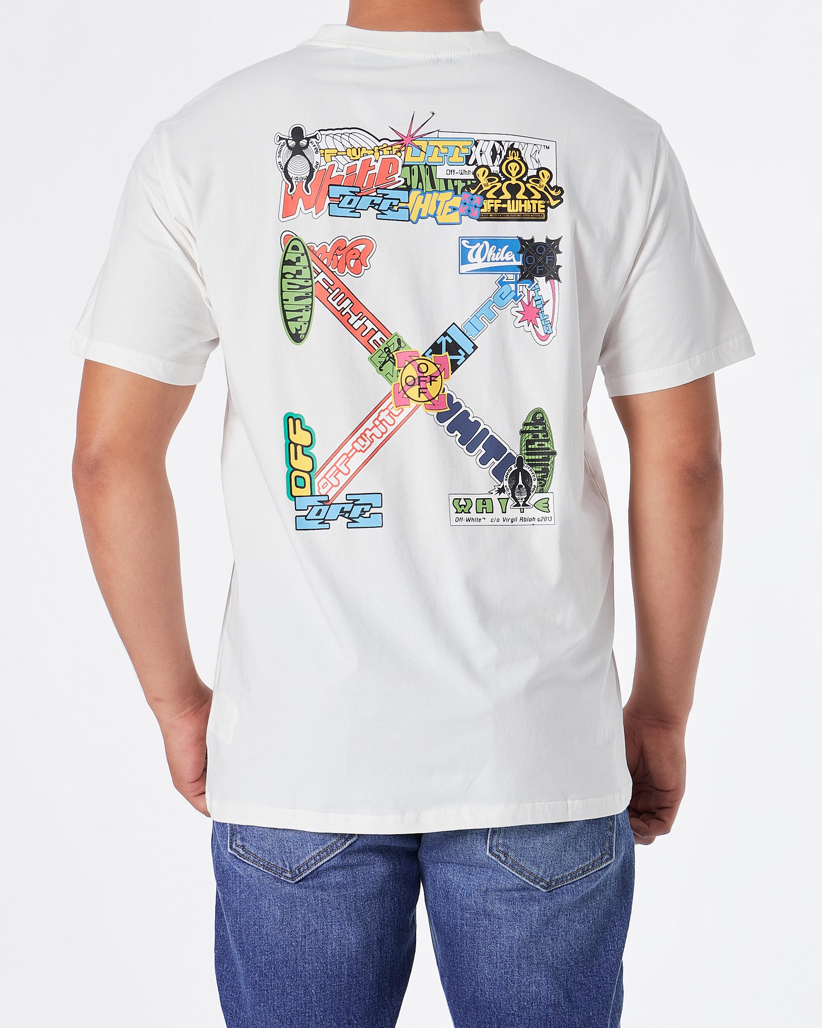 OW Cross Arrow Graffiti Back Printed Men White T Shirt 21.50