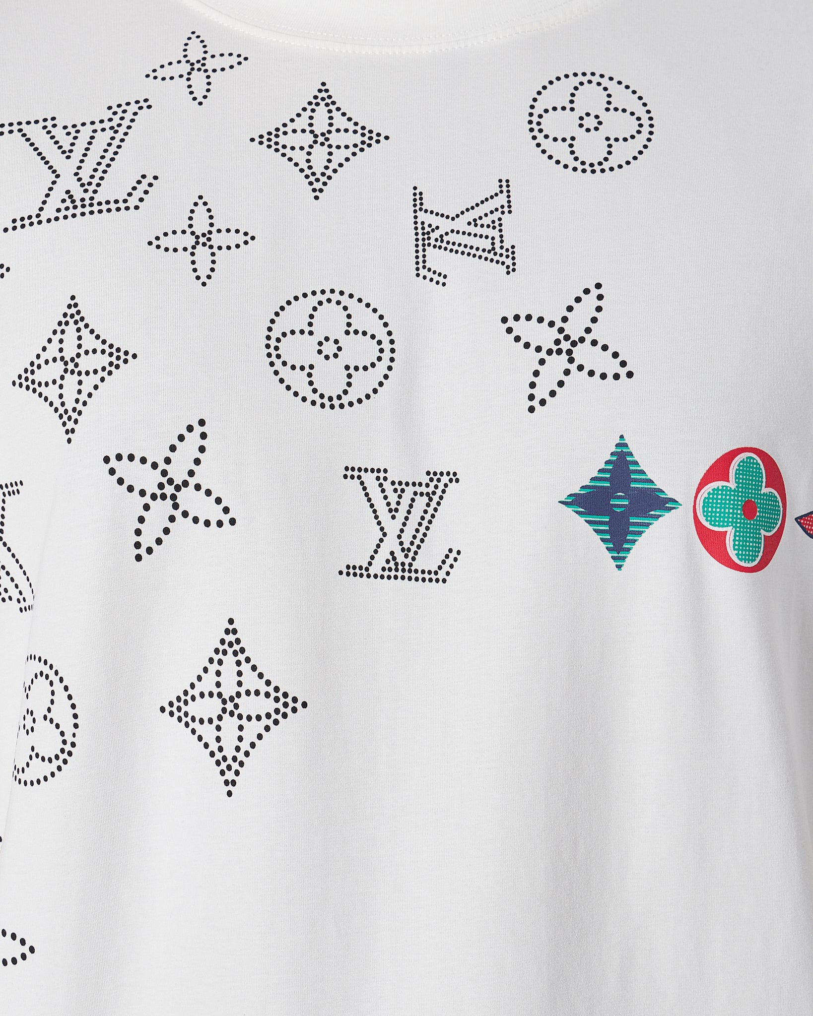 LV Monogram Embroidered Men White T-Shirt 22.90