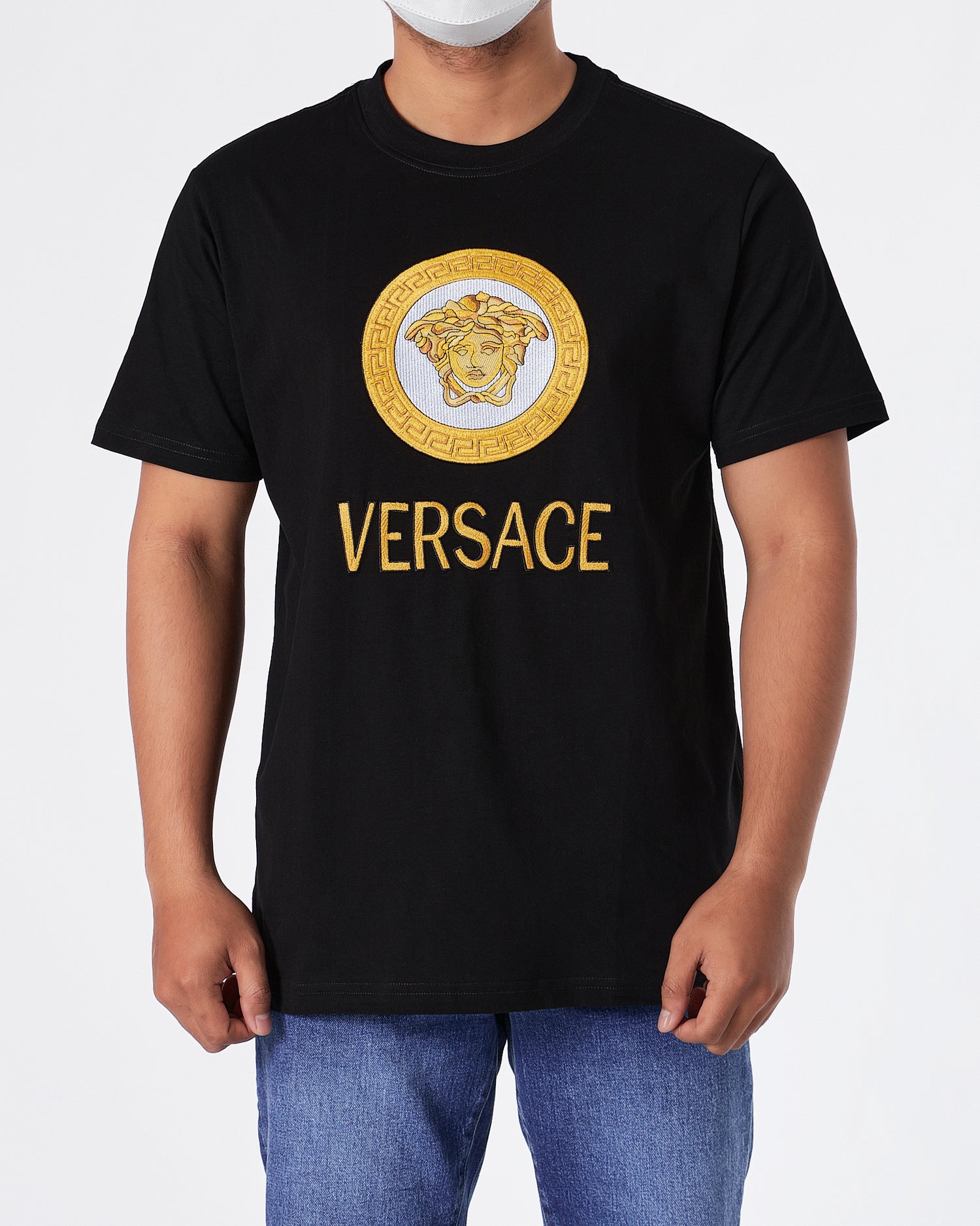 VER Medusa Embroidered Men Black T-Shirt 23.90