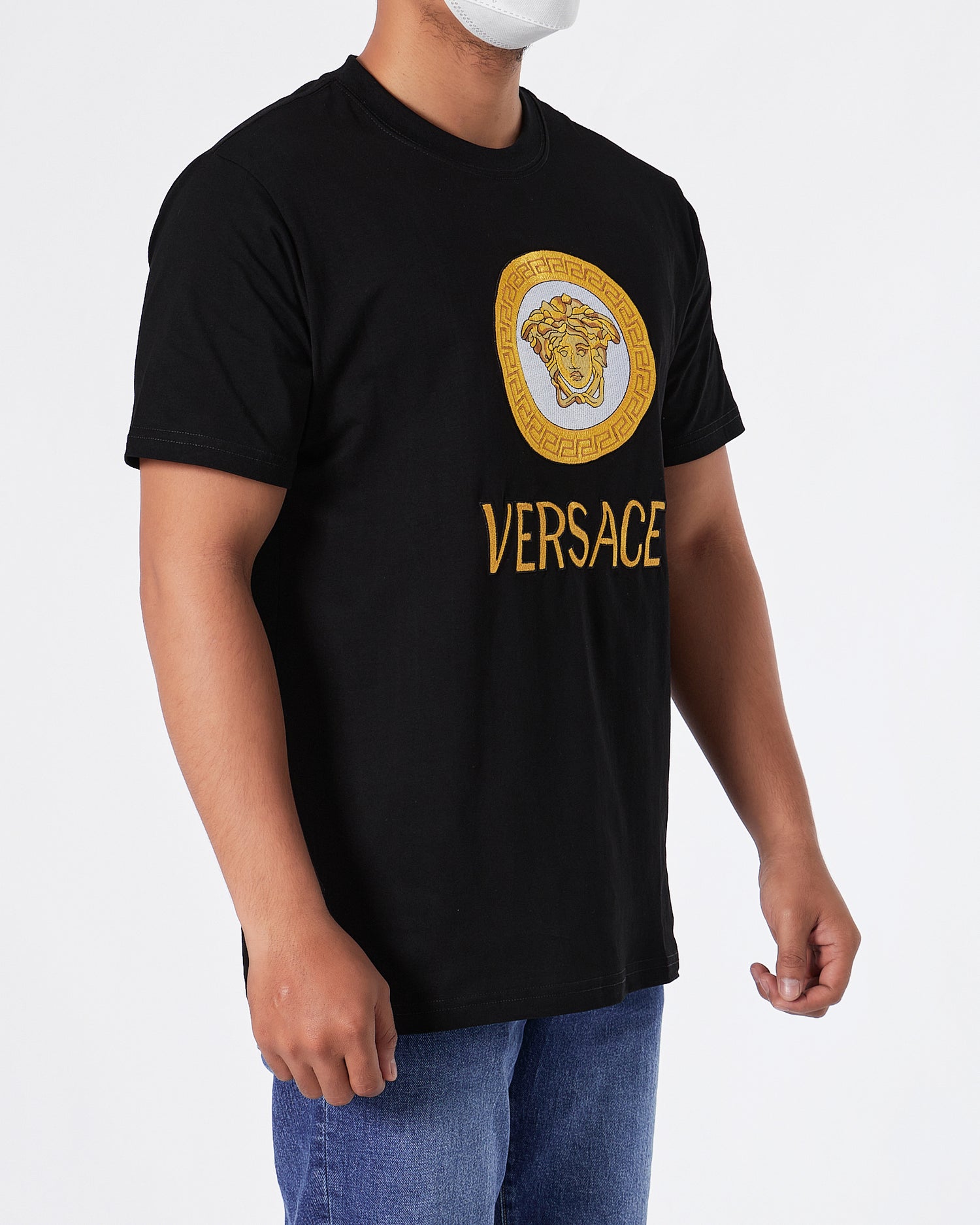 VER Medusa Embroidered Men Black T-Shirt 23.90