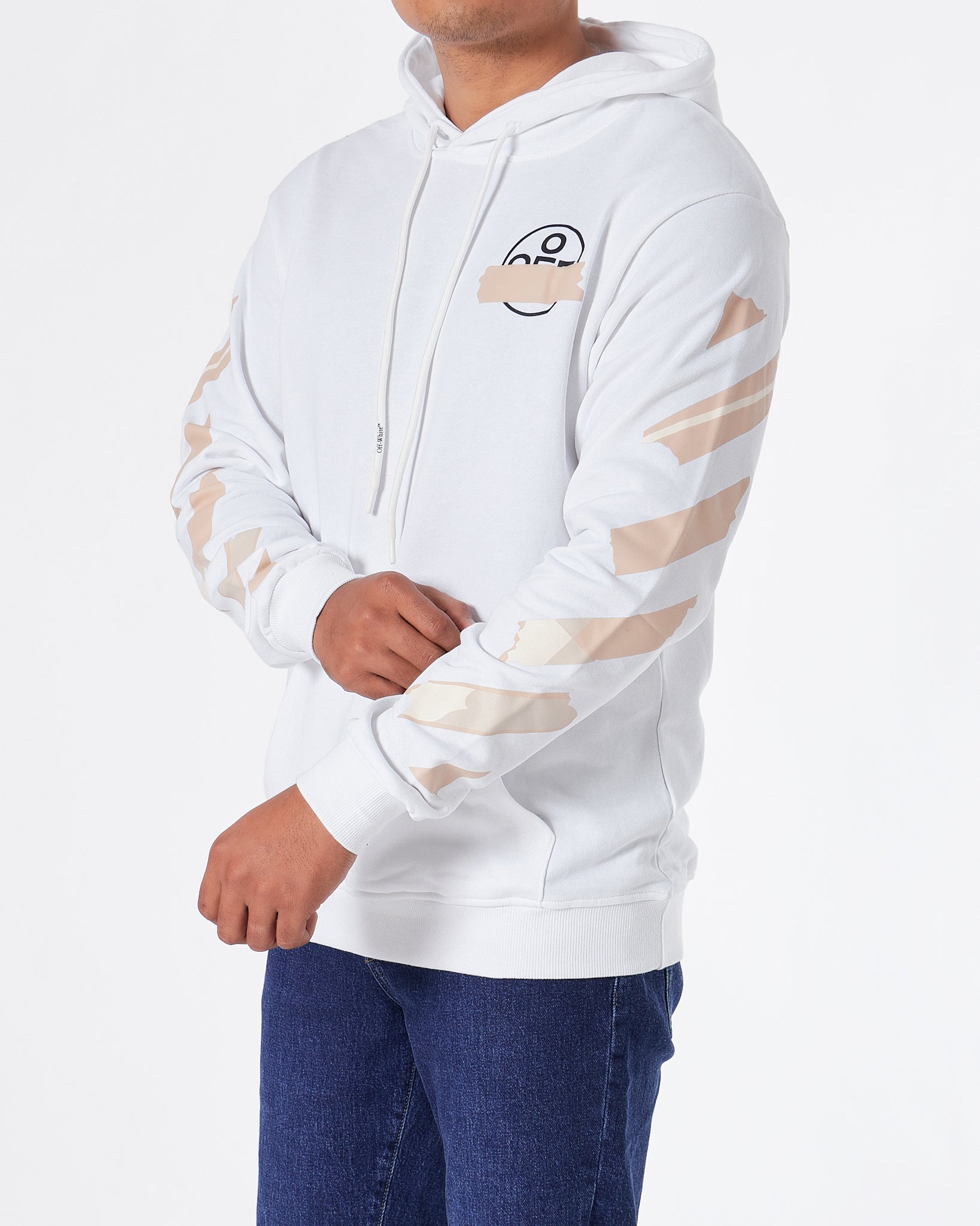 OW Cross Arrow Back Printed Men White Hoodie 35.90