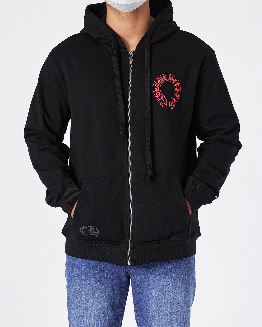 CH Front And Back Logo Printed Men Black Hoodie 39.90